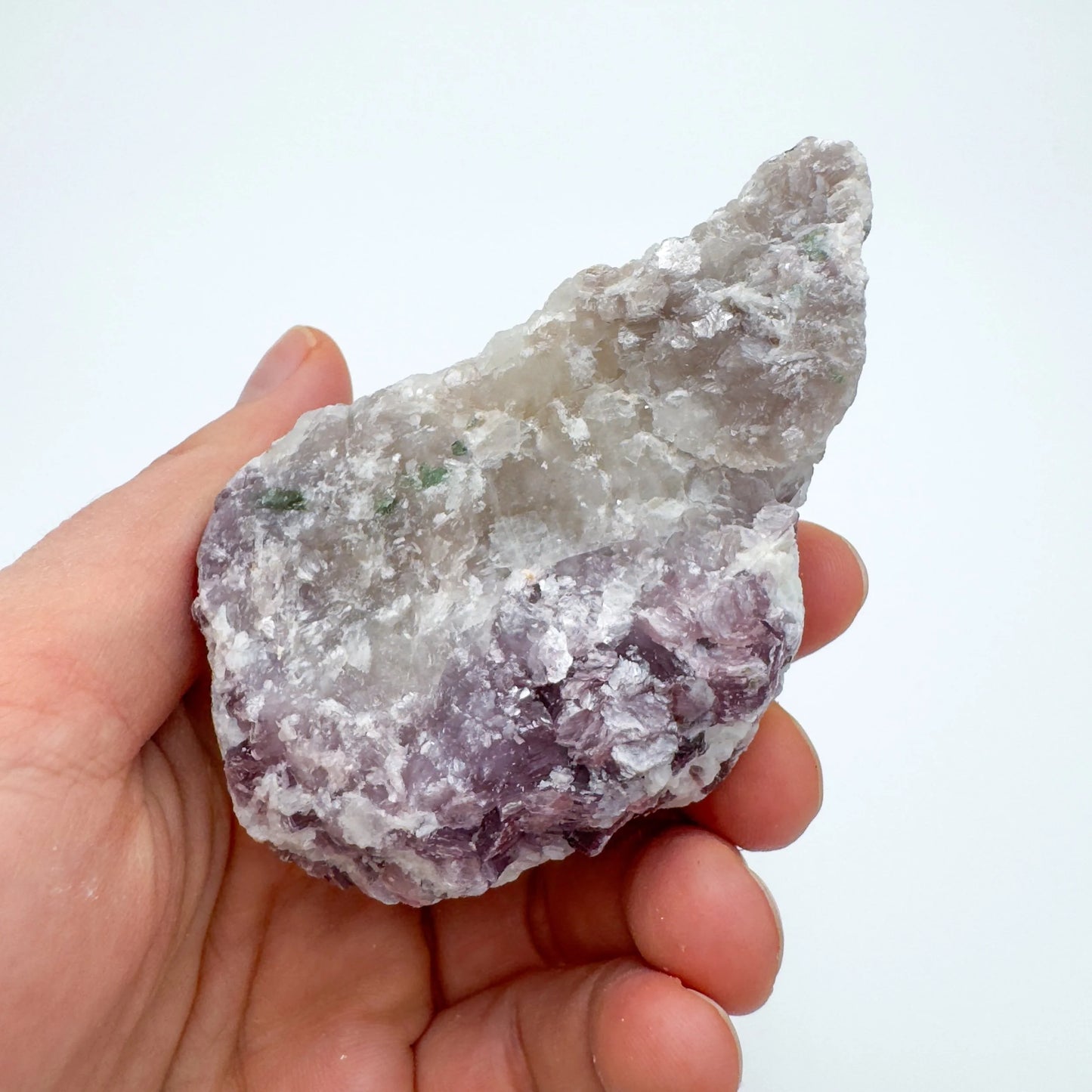 Handheld Lepidolite raw crystal from Brazil for meditation, Emotional Healing and Stress Relief