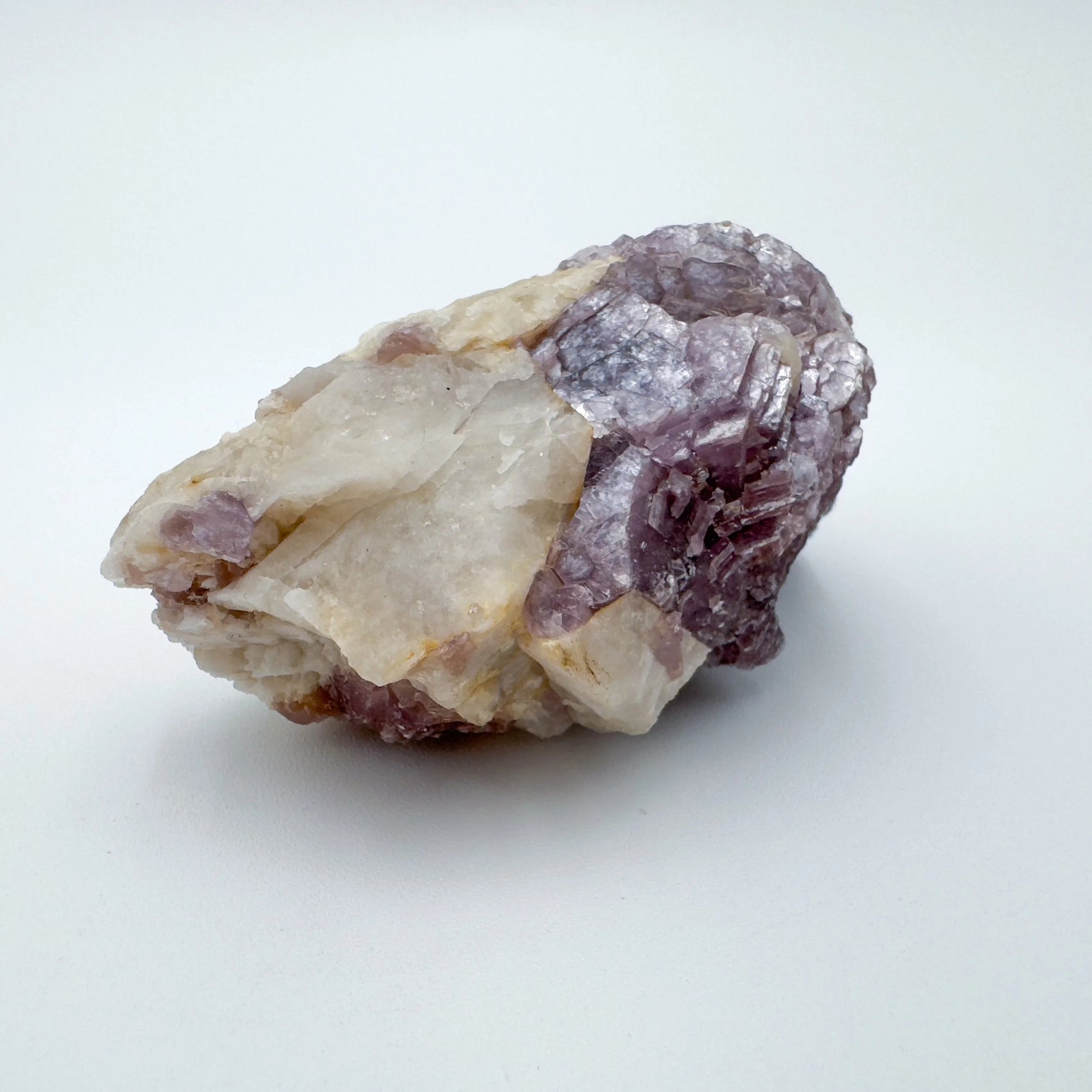 Lateral view of Lepidolite specimen, showing natural variation.