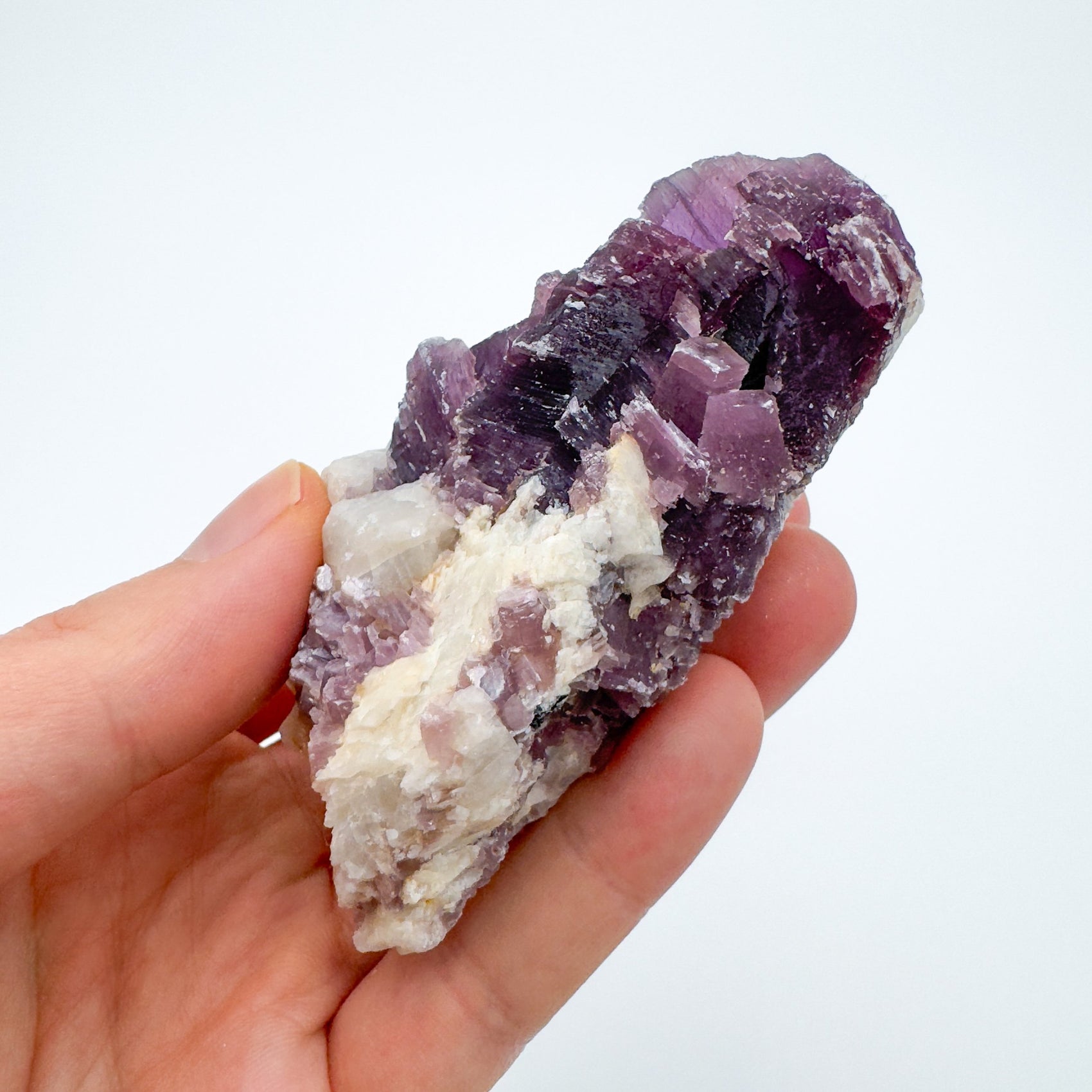 Back view of Grade AA Lepidolite cluster showing natural surface