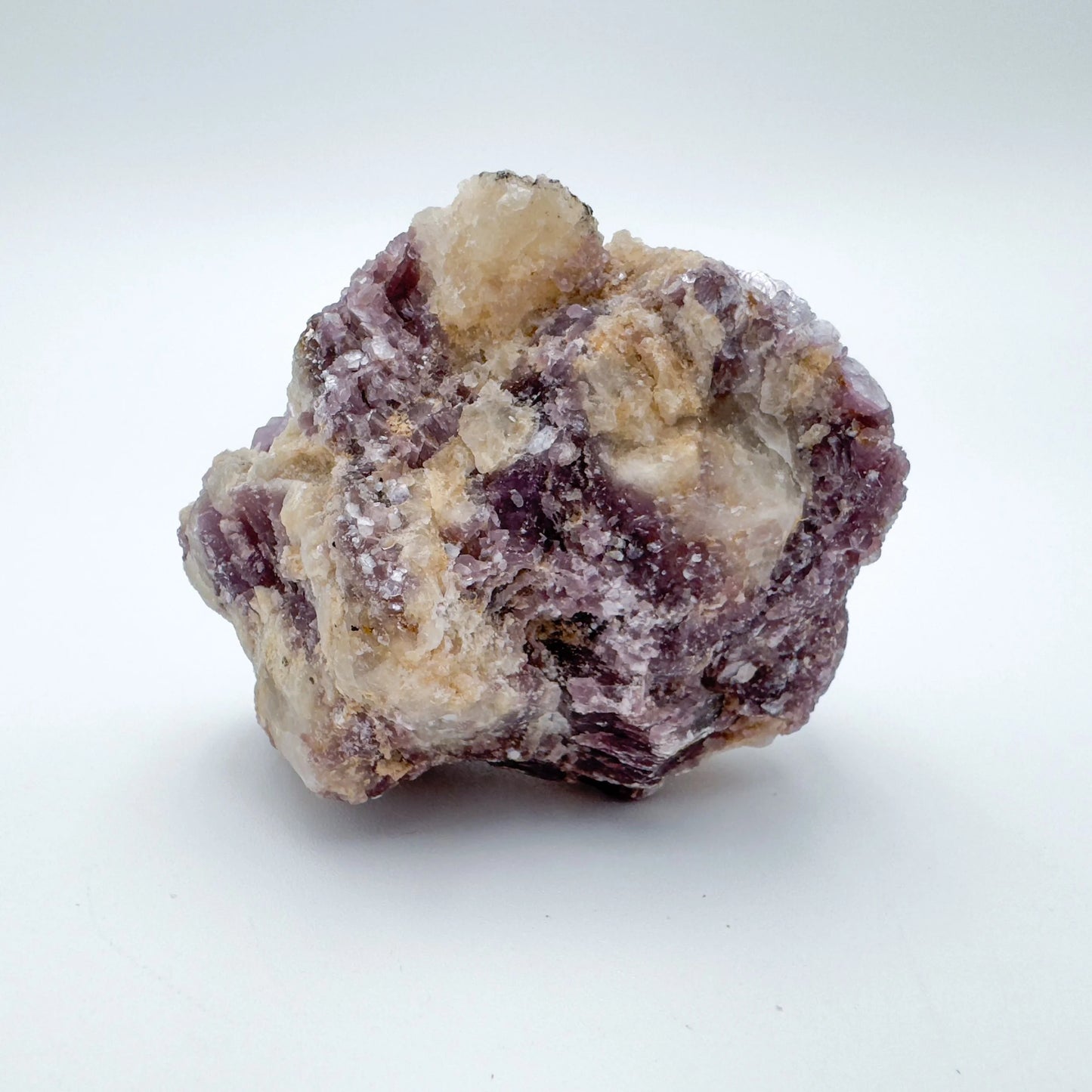 Color detail of Lepidolite specimen, from Brazil, showing natural texture.
