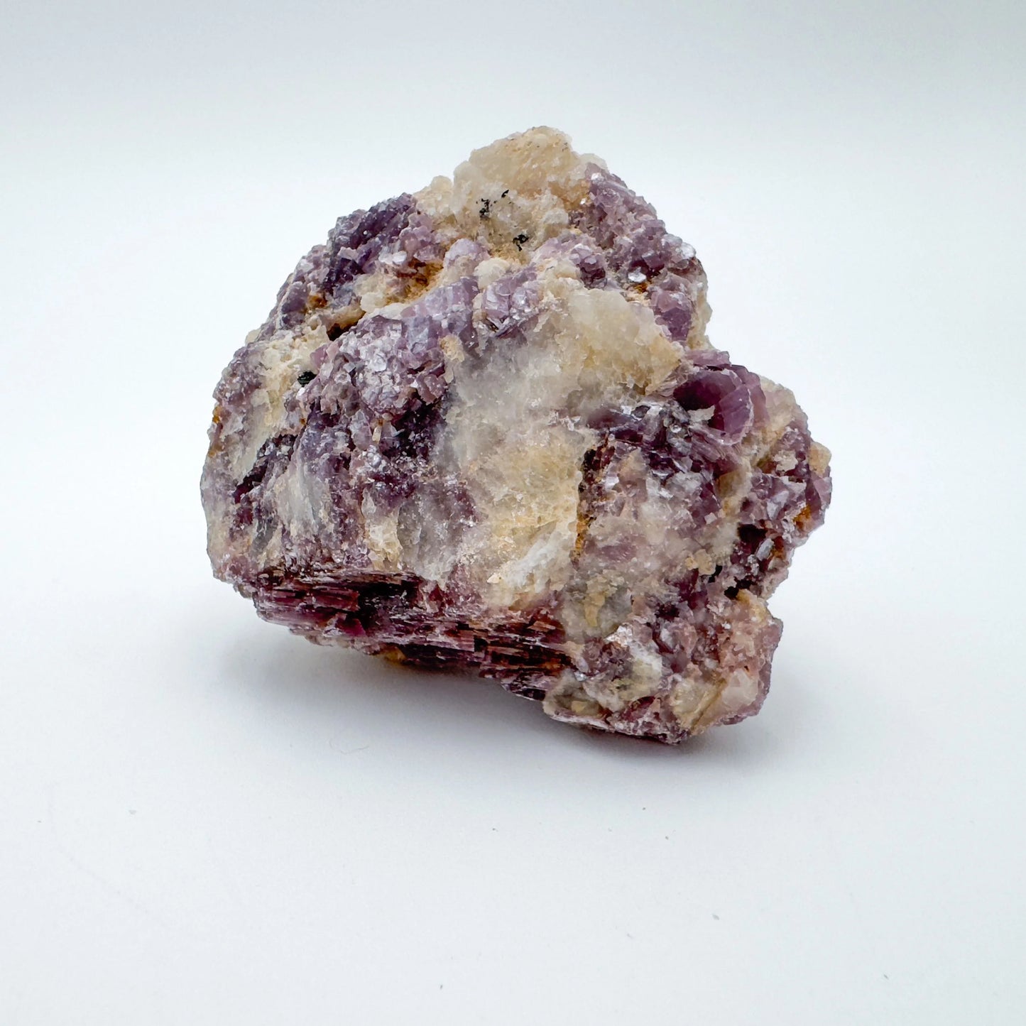Aerial view of purple Lepidolite specimen, often worked with for Stress Relief and Emotional Healing, from Brazil.