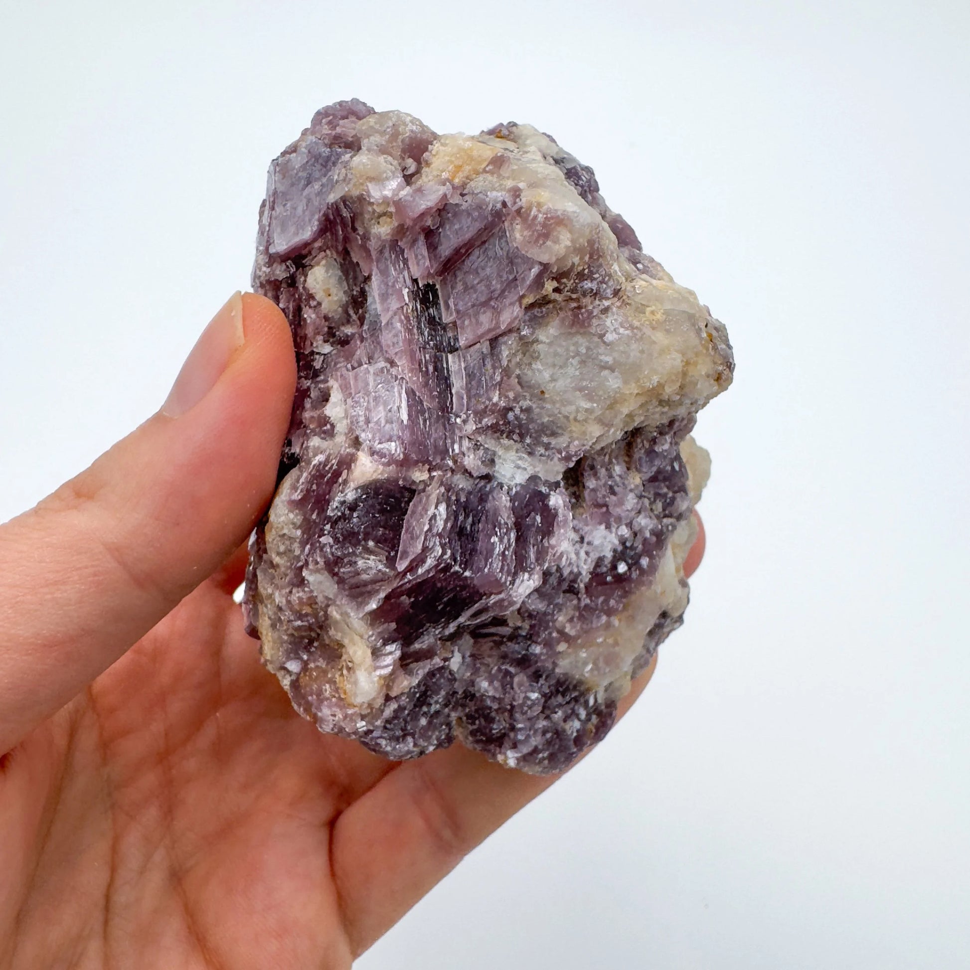 Back view of Grade AA Lepidolite cluster showing natural surface