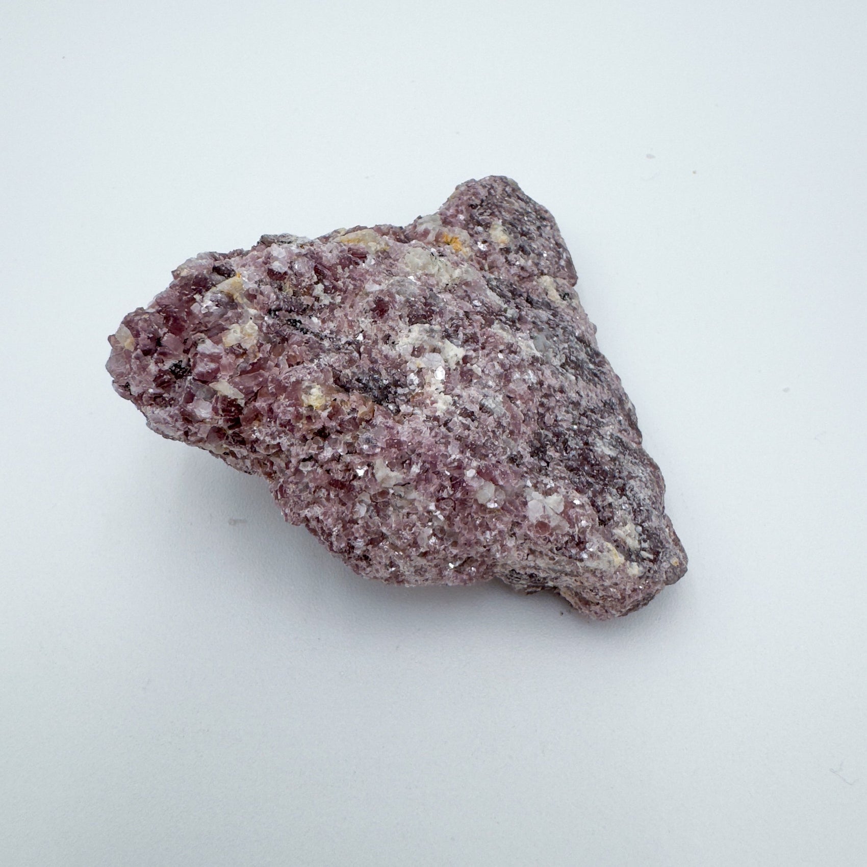 Aerial view of Lepidolite specimen, showing tight grain, associated with Stress Relief and Emotional Healing.