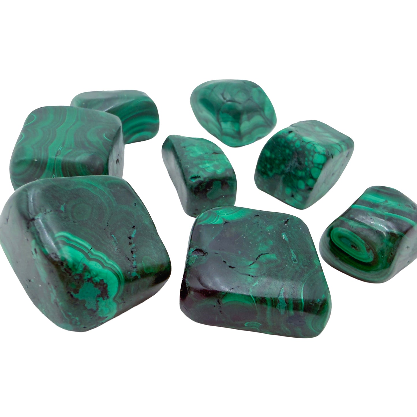 Malachite Hand Polished Stones - Haut-Katanga, Democratic Republic of the Congo