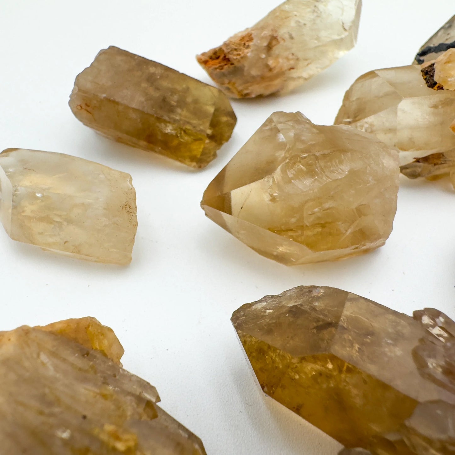 Back view of Natural Citrine raw stone, often worked with for Abundance and Manifestation.