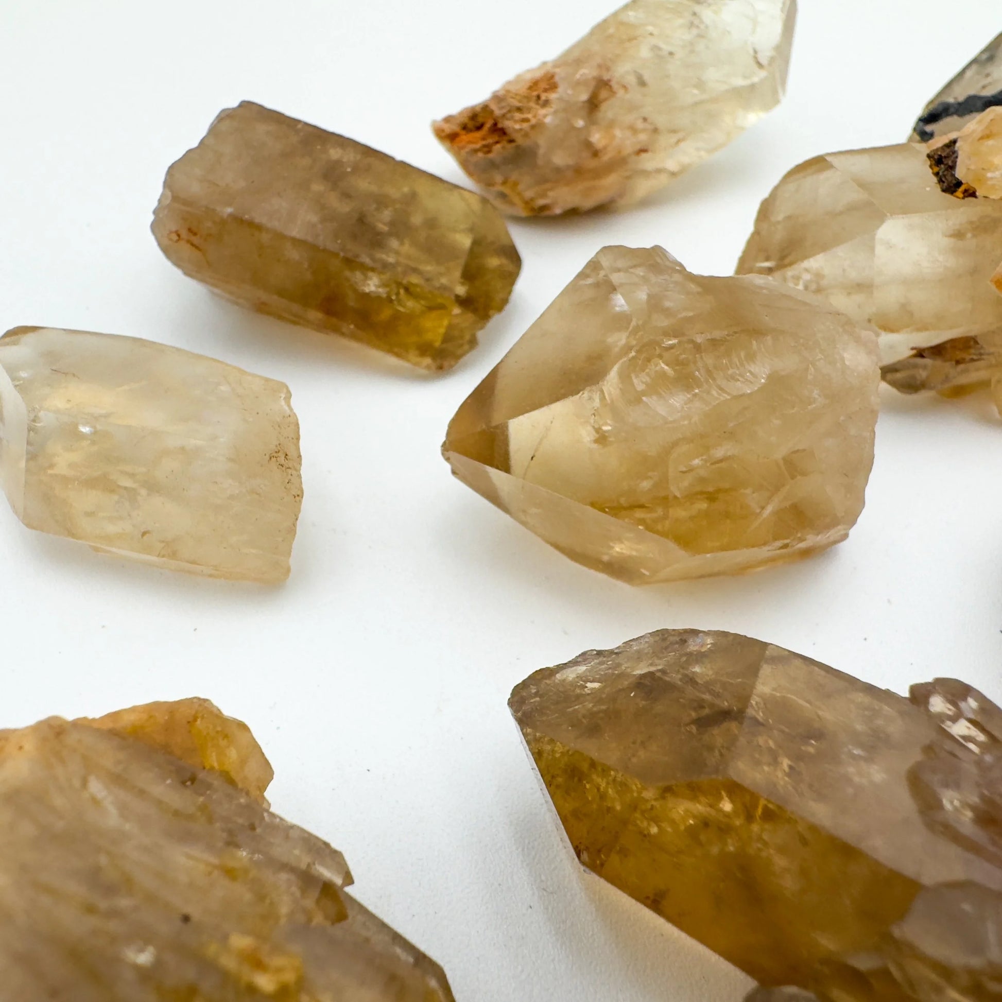 Back view of Natural Citrine raw stone, often worked with for Abundance and Manifestation.