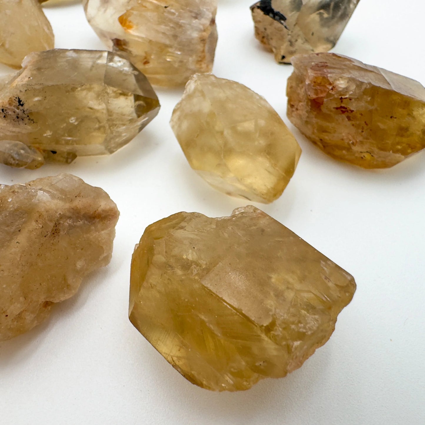 Natural Citrine raw crystals, Grade A, soft yellow points from Haut-Lomami, Democratic Republic of the Congo