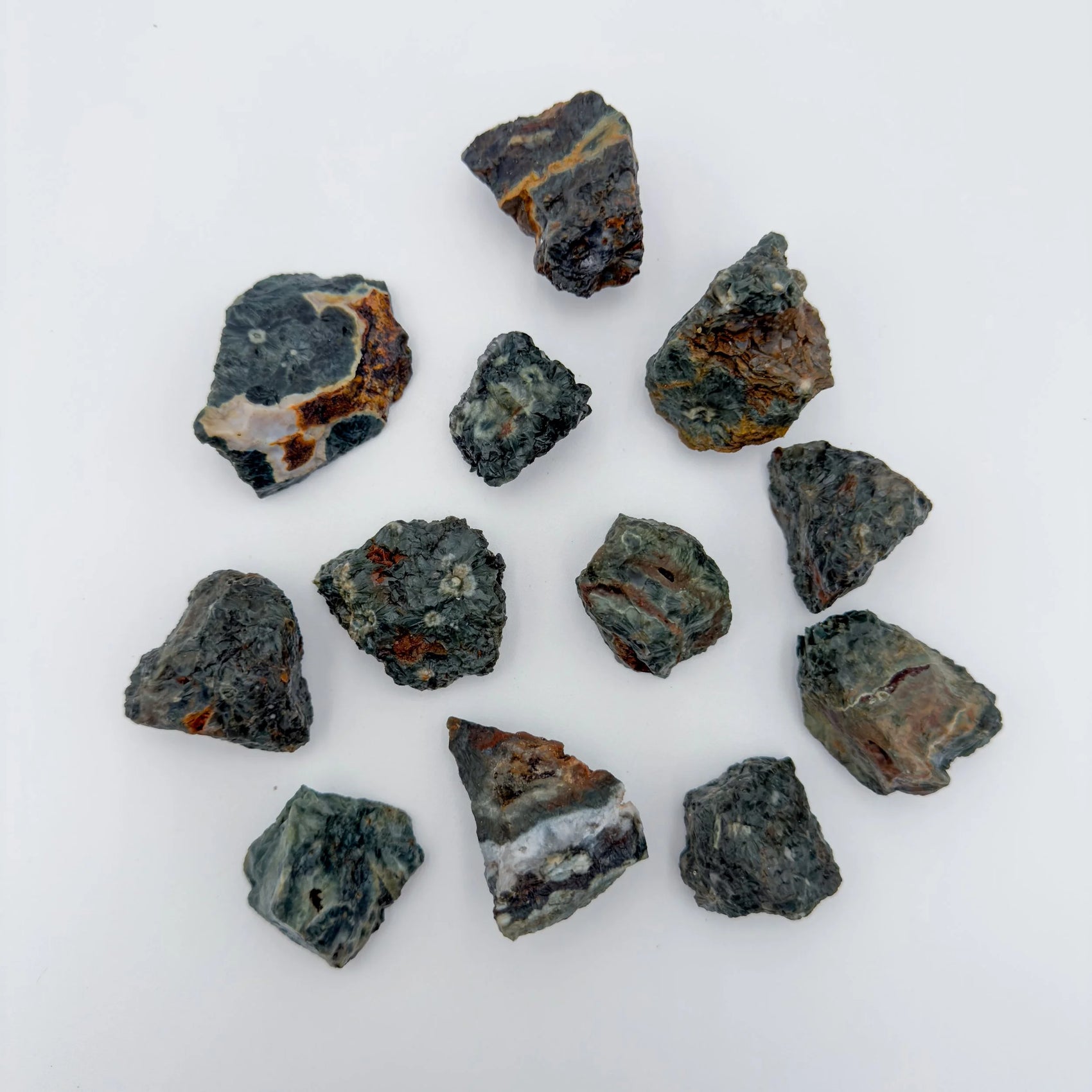 Back view of Grade AA Ocean Jasper raw showing natural surface