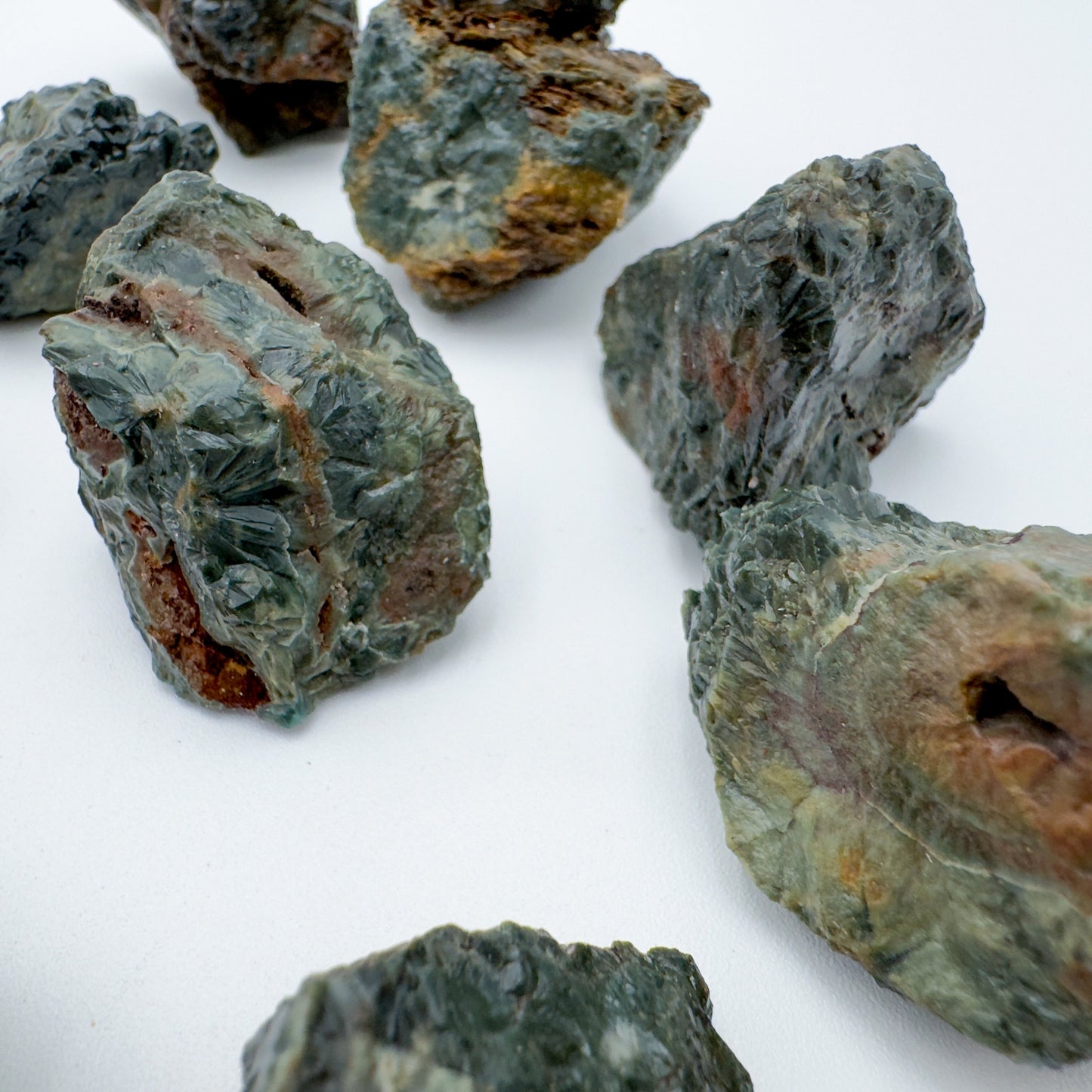 Close-up of Ocean Jasper raw stone from Madagascar, soothing wellness stone for Emotional Healing