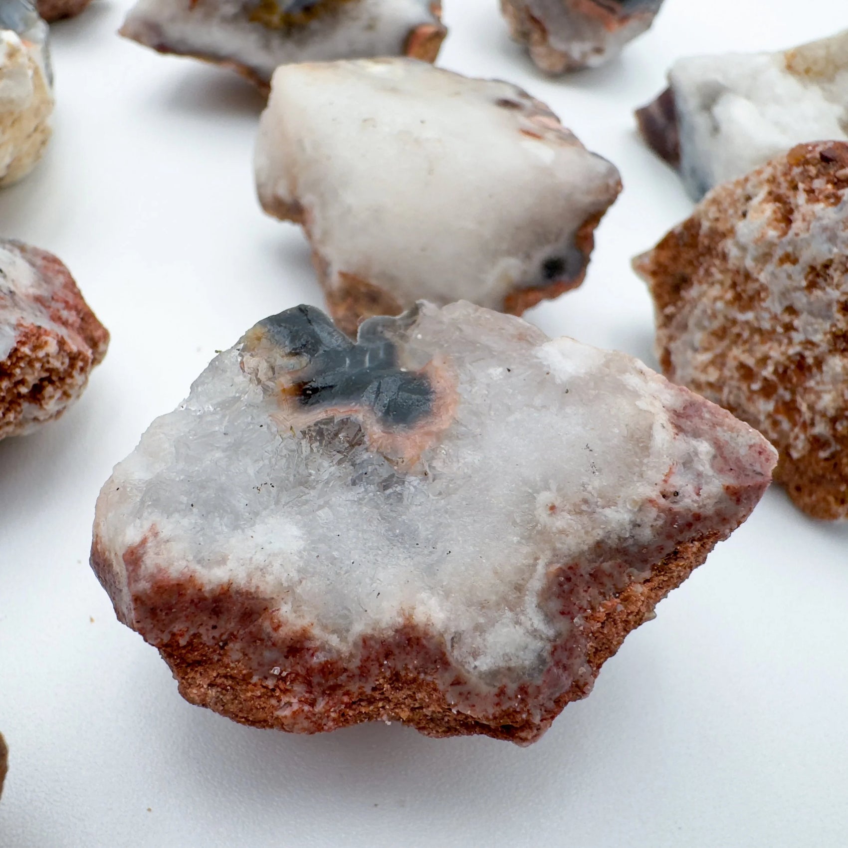 Bird's-eye view of Patagonia Agate raw stone, showing open form, traditionally used for Grounding.