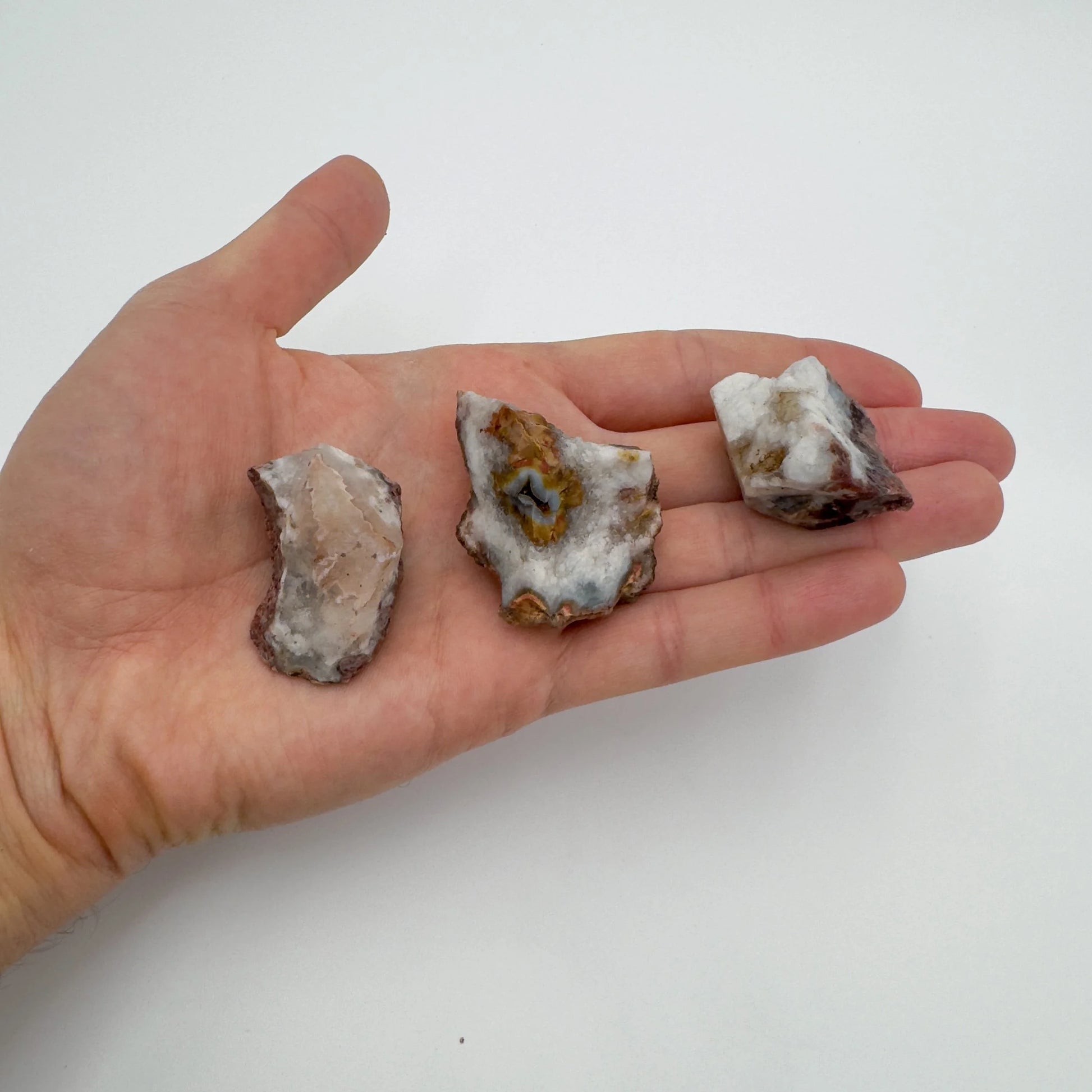 Back view of Grade A Patagonia Agate raw showing natural surface