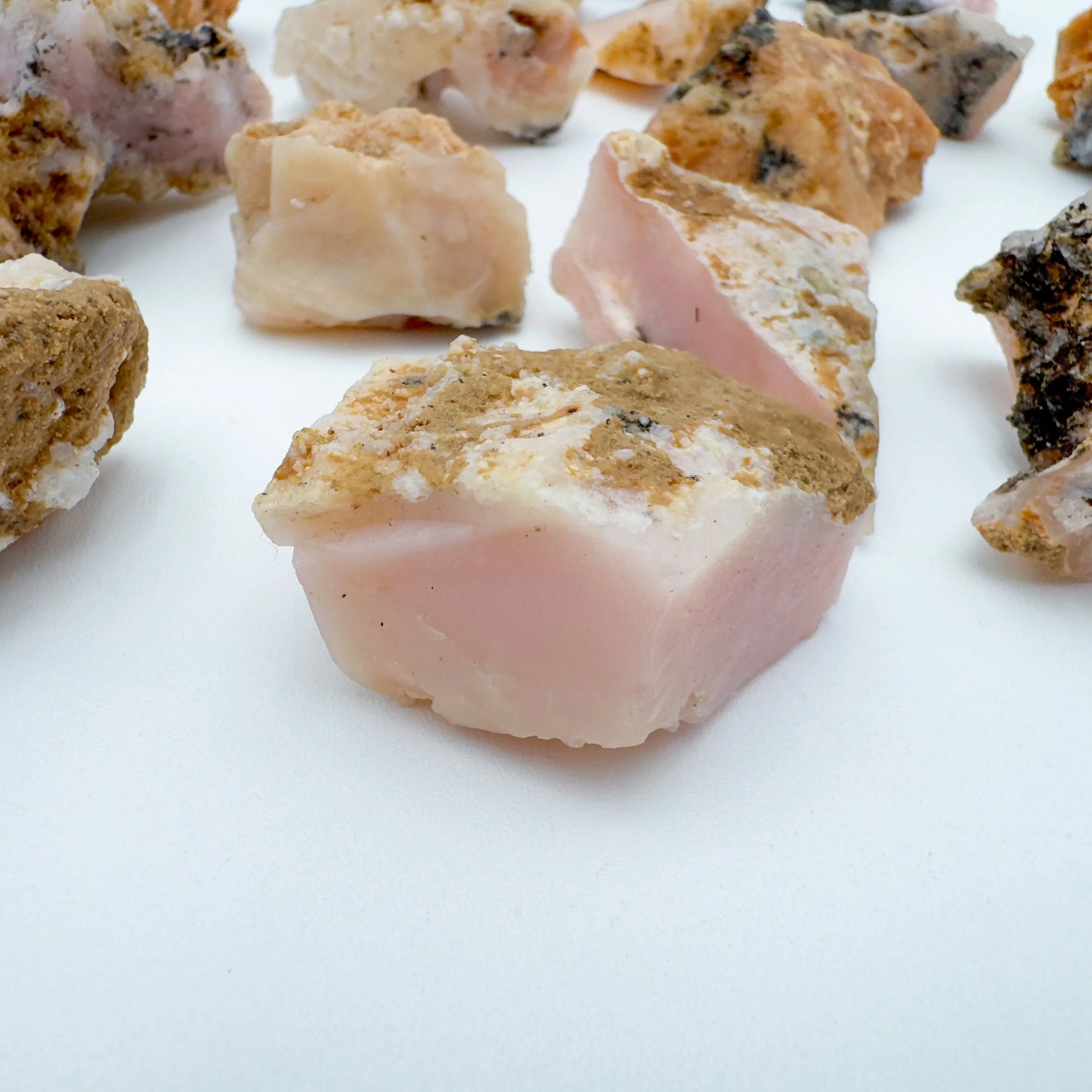 Pink Opal raw stone from Peru with Pink color, polished finish for mindful calm