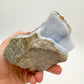 Back view of Grade AA Blue Lace Agate geode showing natural surface