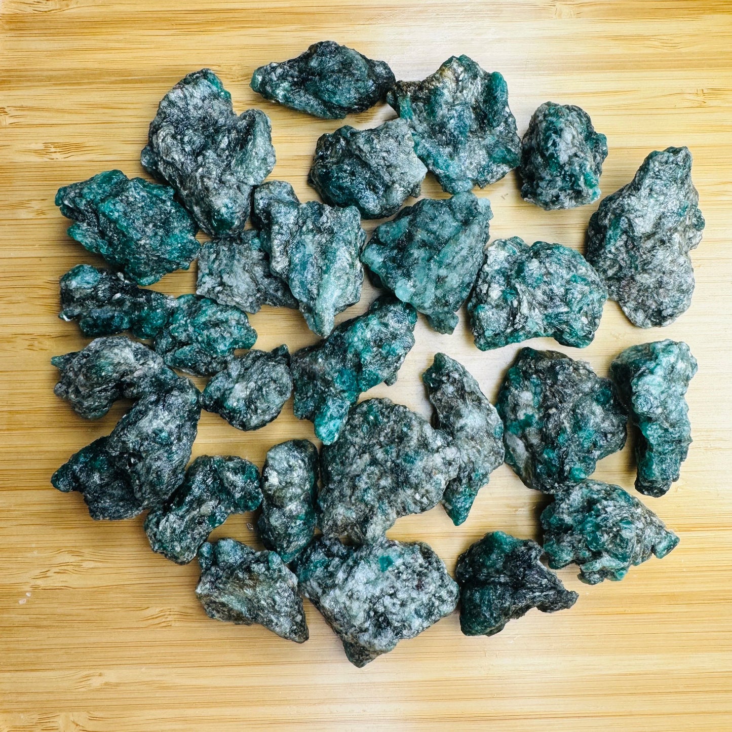 Detail of Emerald raw stone, sourced from Midlands Province, Zimbabwe.