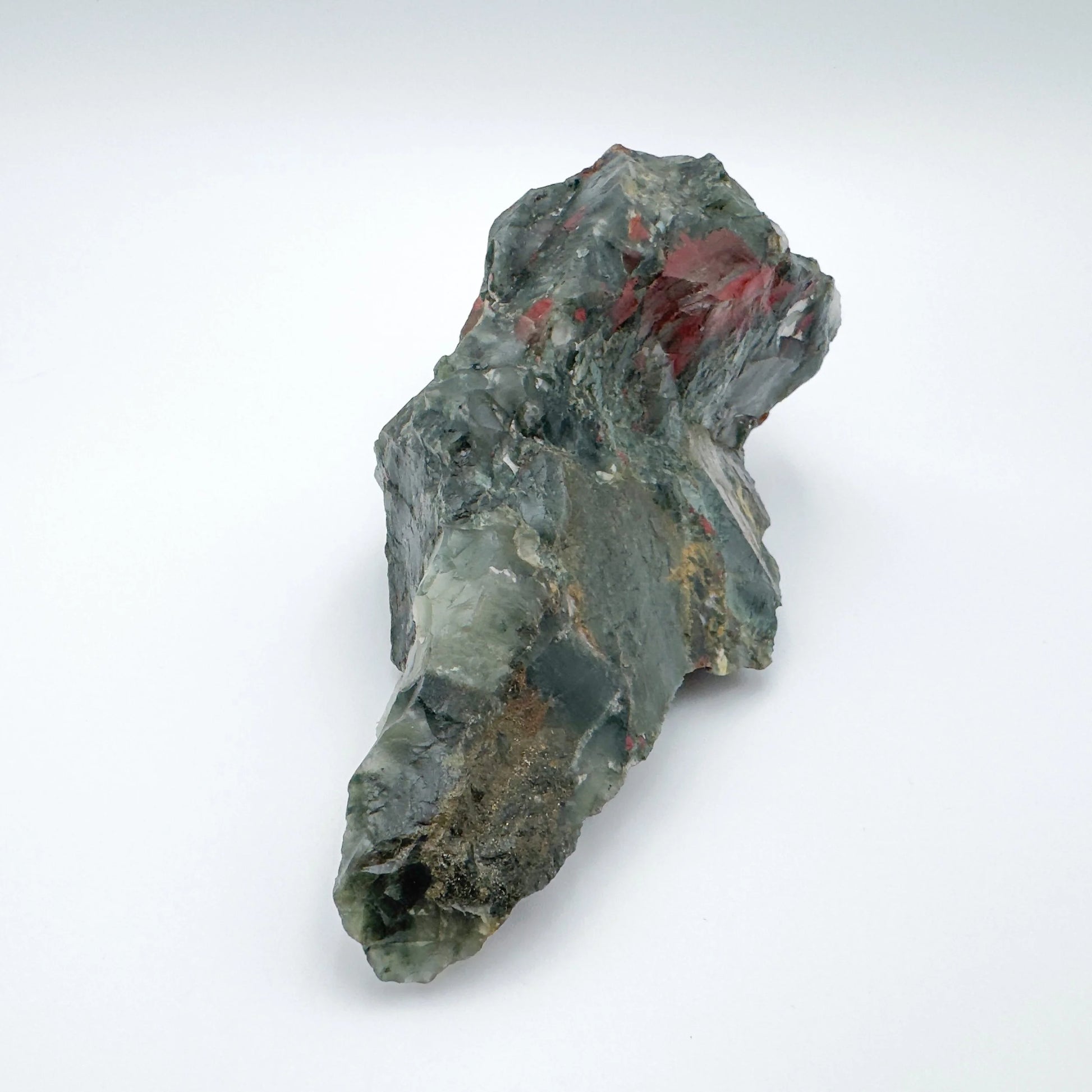 Back view of Grade AA Bloodstone specimen showing natural surface