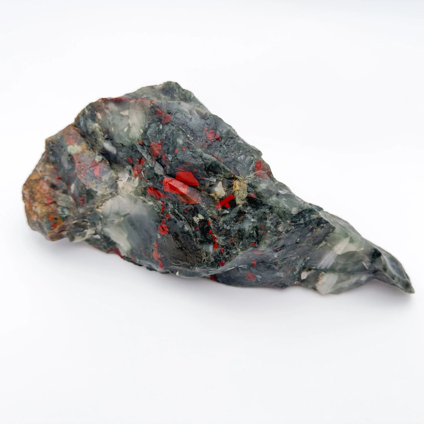 Detail shot of Grade AA Bloodstone specimen under natural light