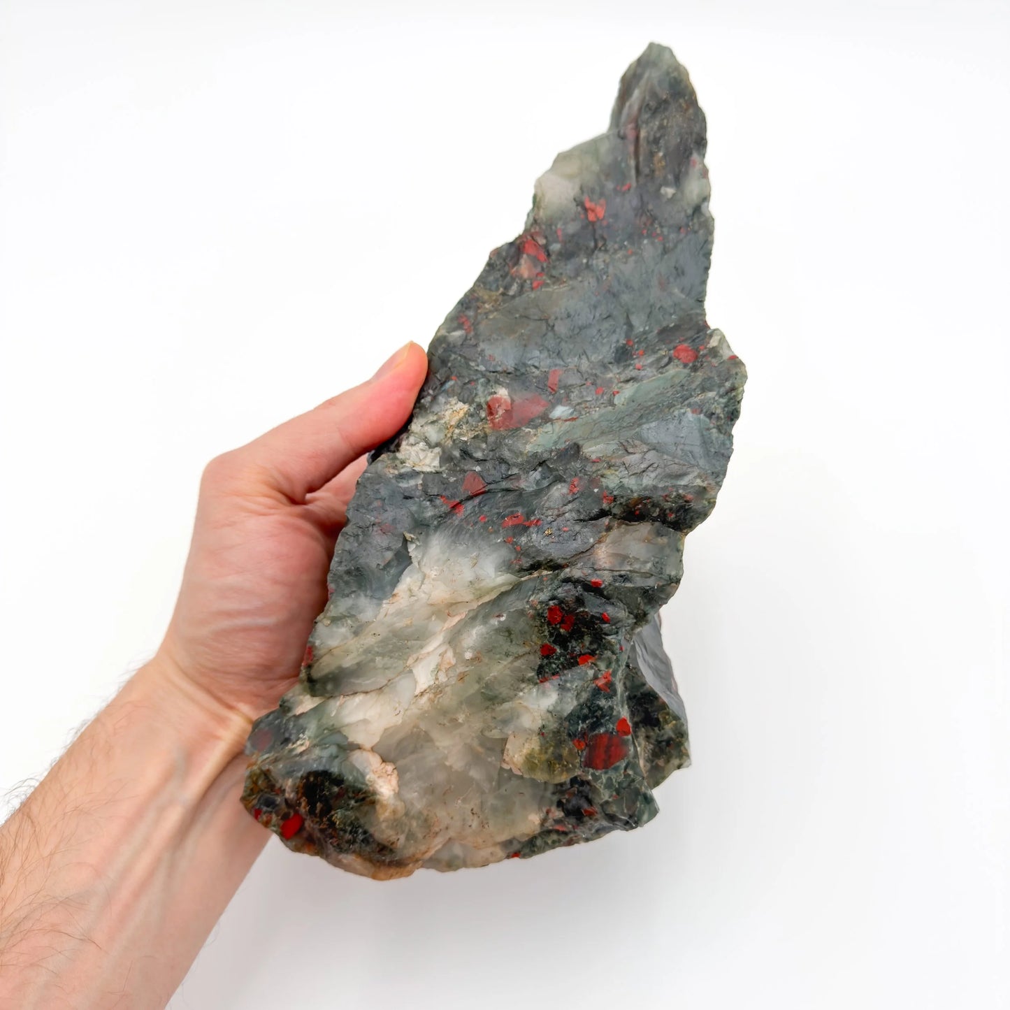 Full profile of Grade AA Bloodstone specimen ready to ship from Beyond Bohemian