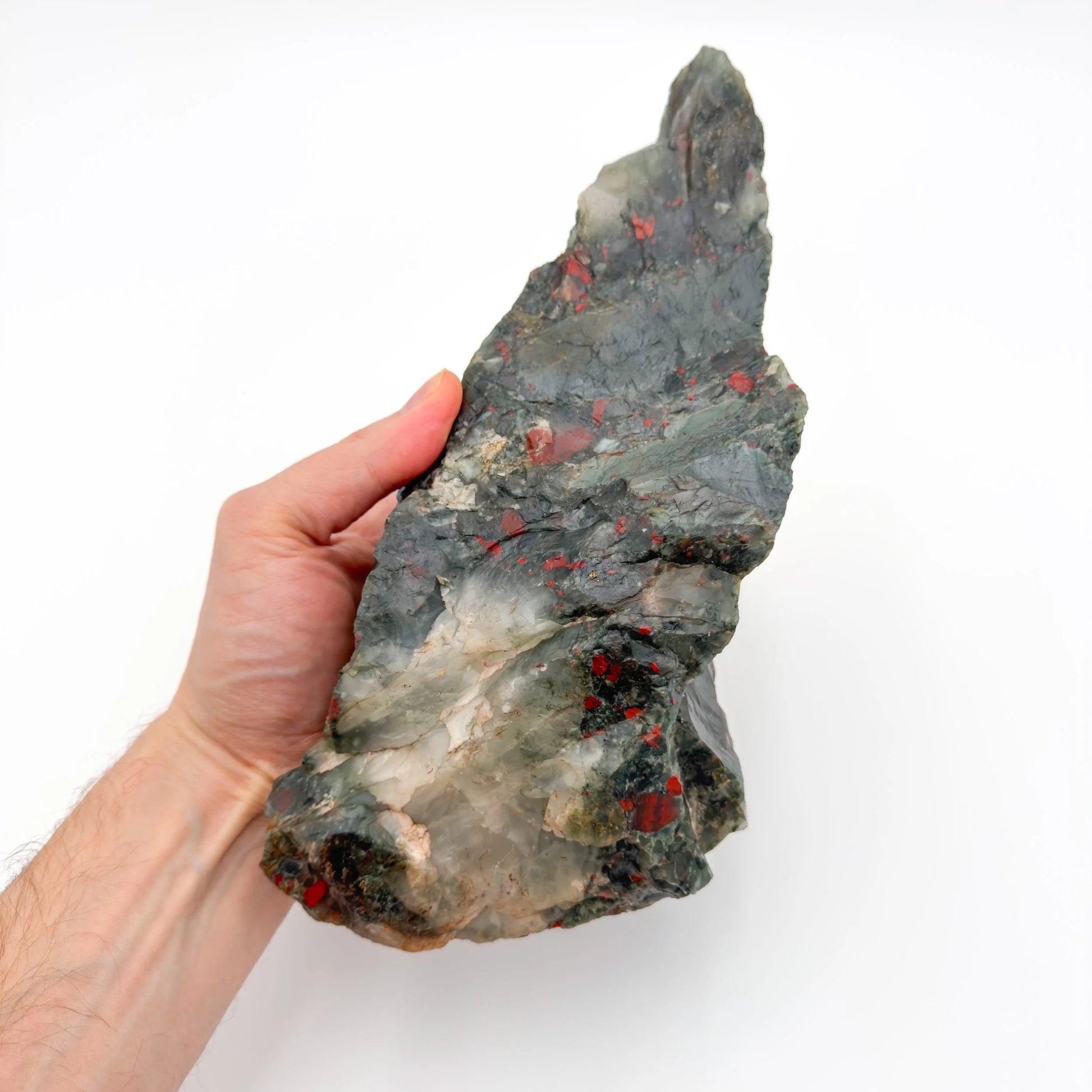 Full profile of Grade AA Bloodstone specimen ready to ship from Beyond Bohemian