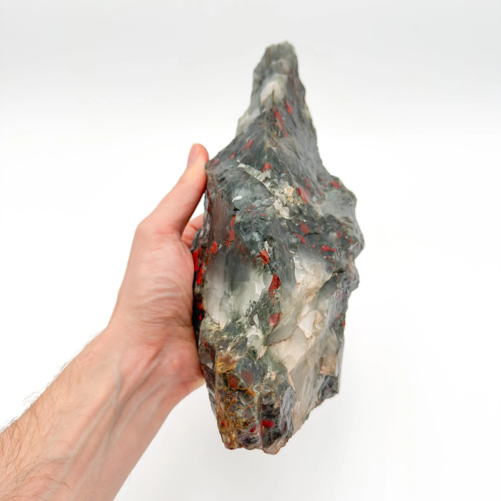 Full profile of Grade AA Bloodstone specimen ready to ship from Beyond Bohemian