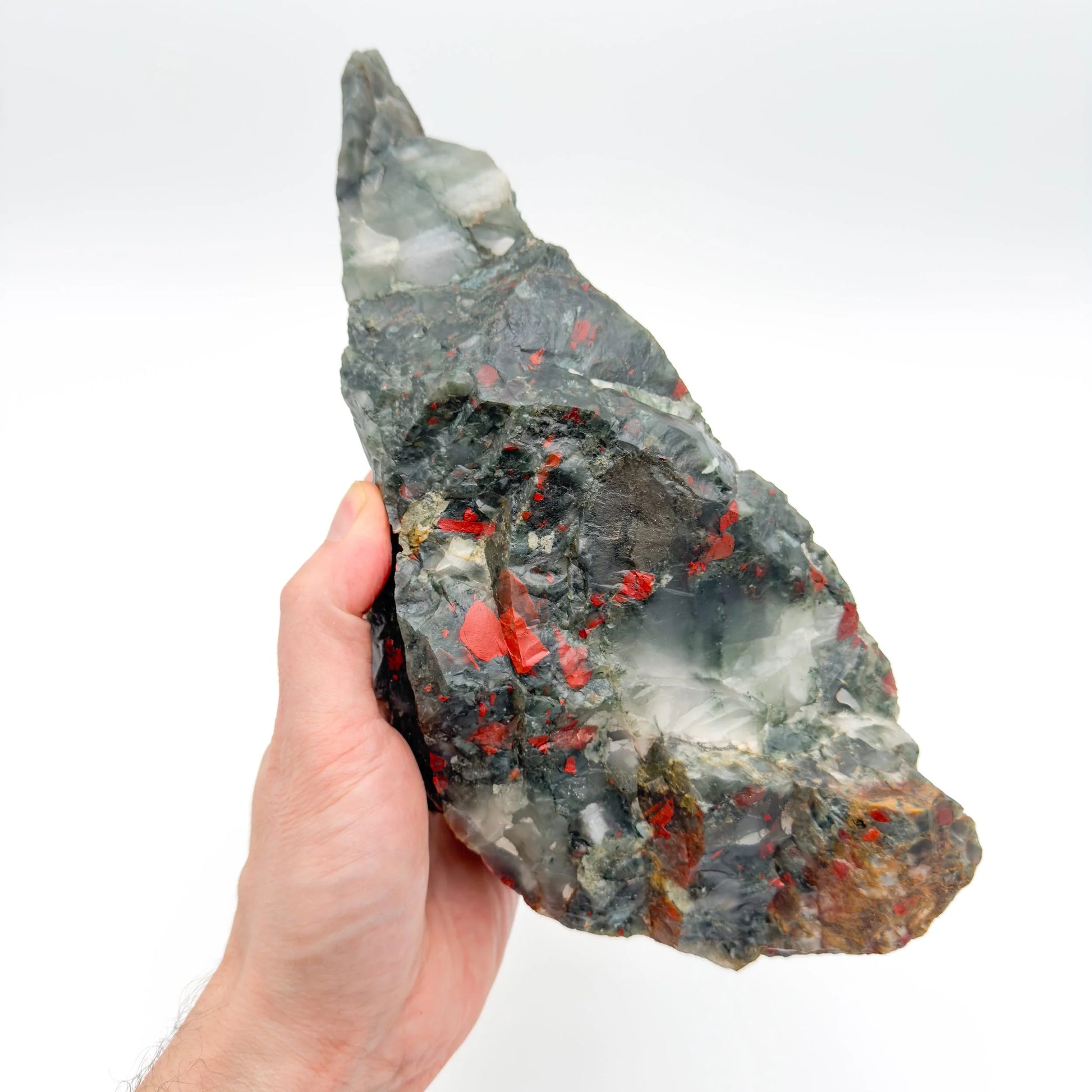 Full profile of Grade AA Bloodstone specimen ready to ship from Beyond Bohemian