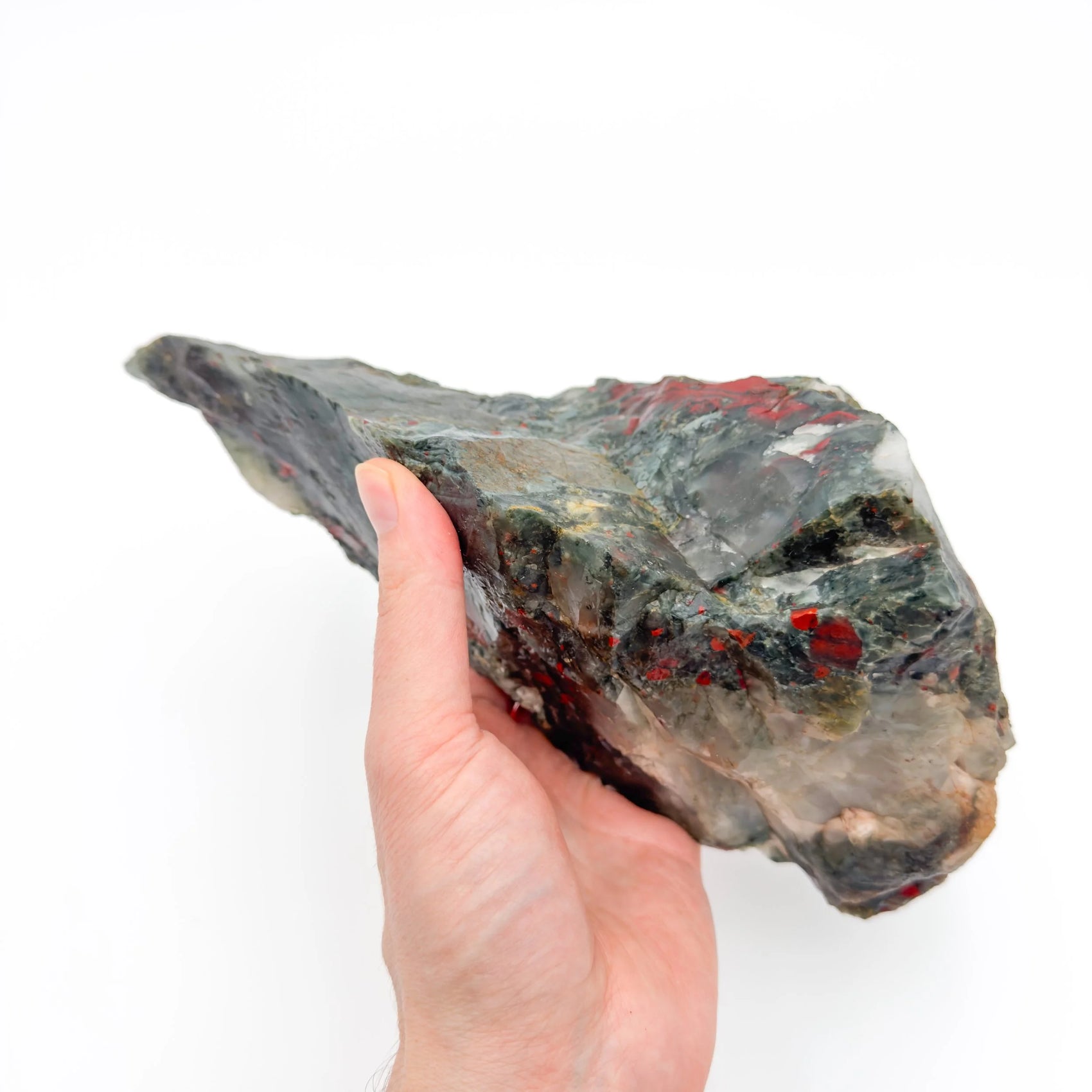 Full profile of Grade AA Bloodstone specimen ready to ship from Beyond Bohemian