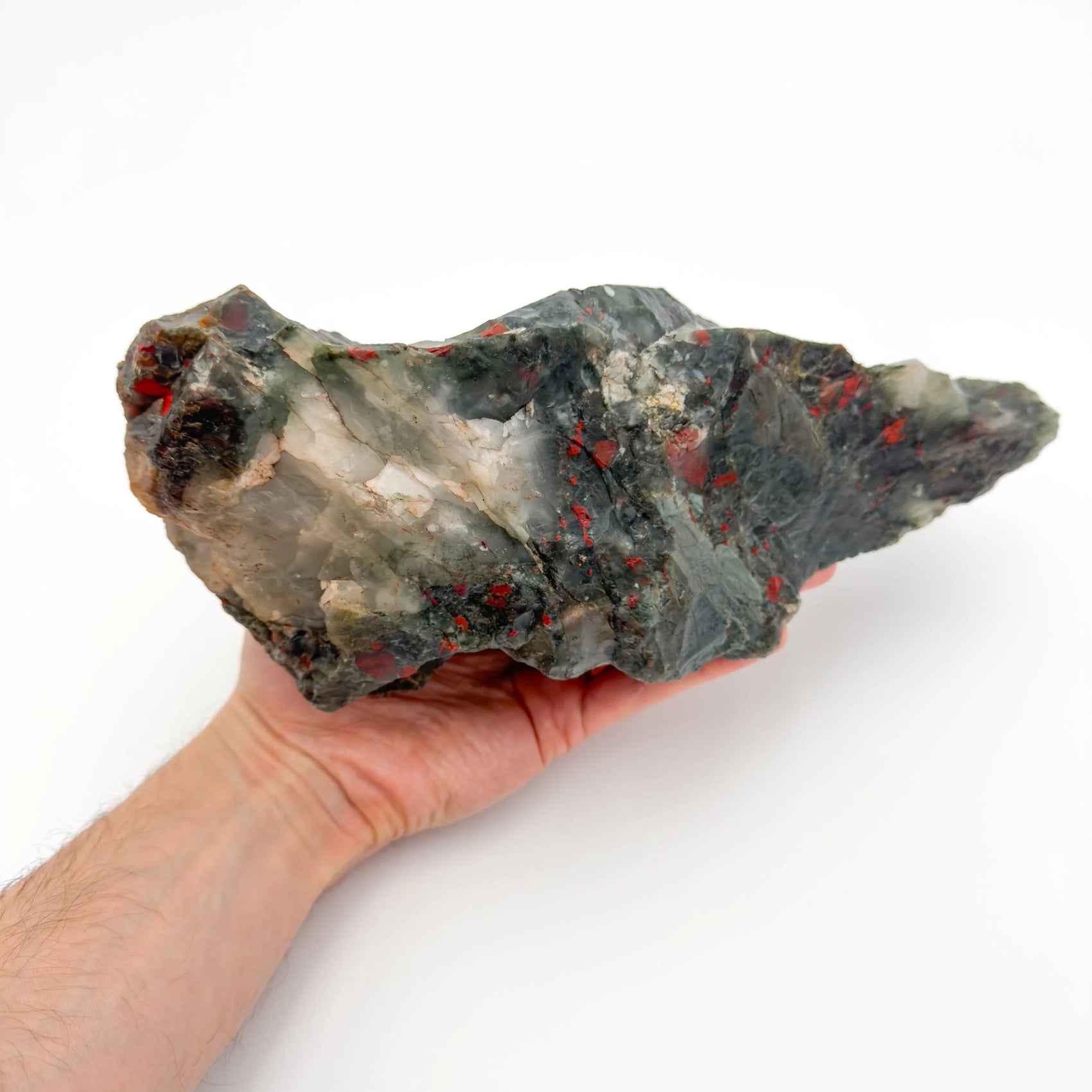Full profile of Grade AA Bloodstone specimen ready to ship from Beyond Bohemian