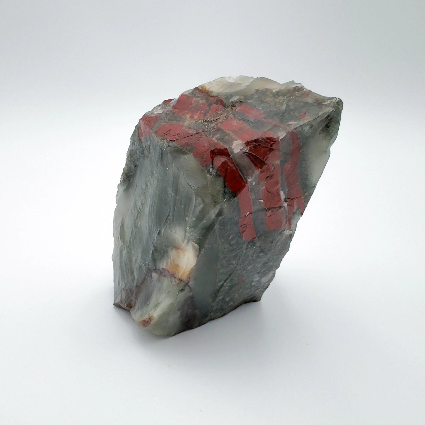 Back view of Grade AA Bloodstone specimen showing natural surface
