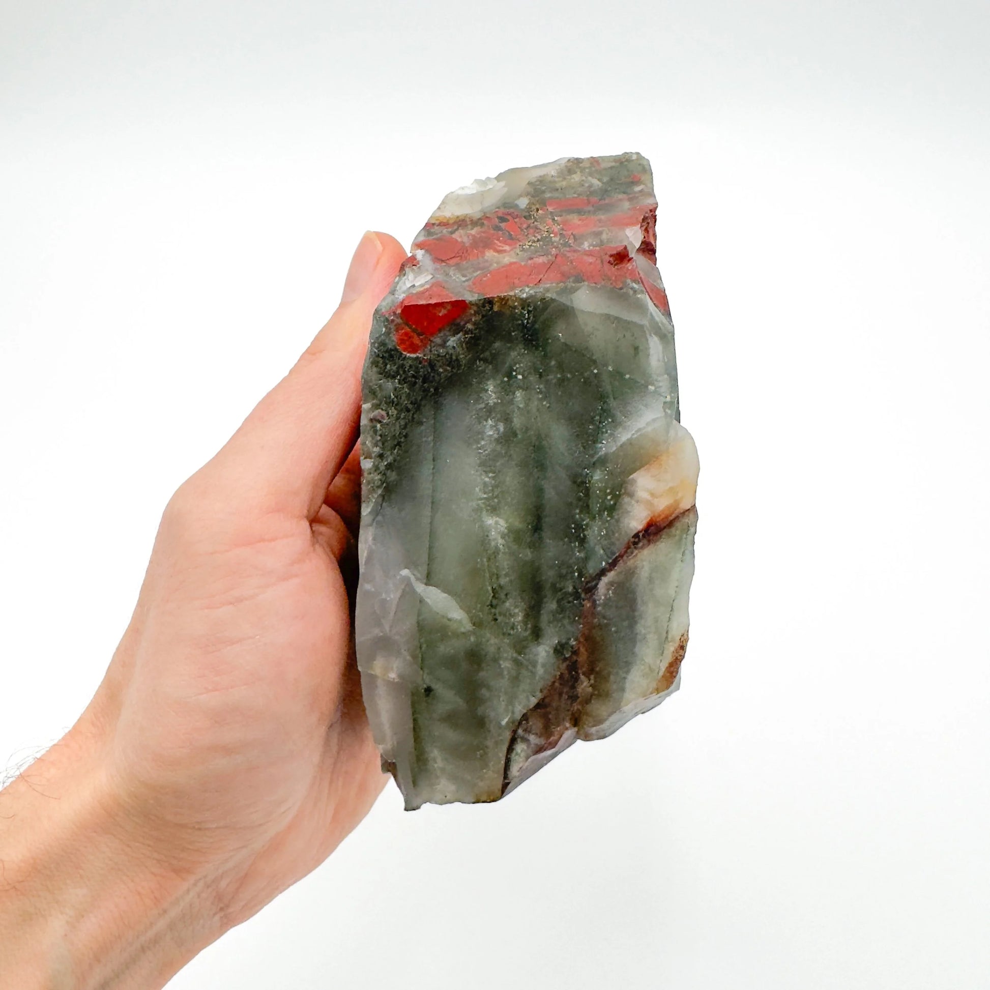 Detail shot of Grade AA Bloodstone specimen under natural light