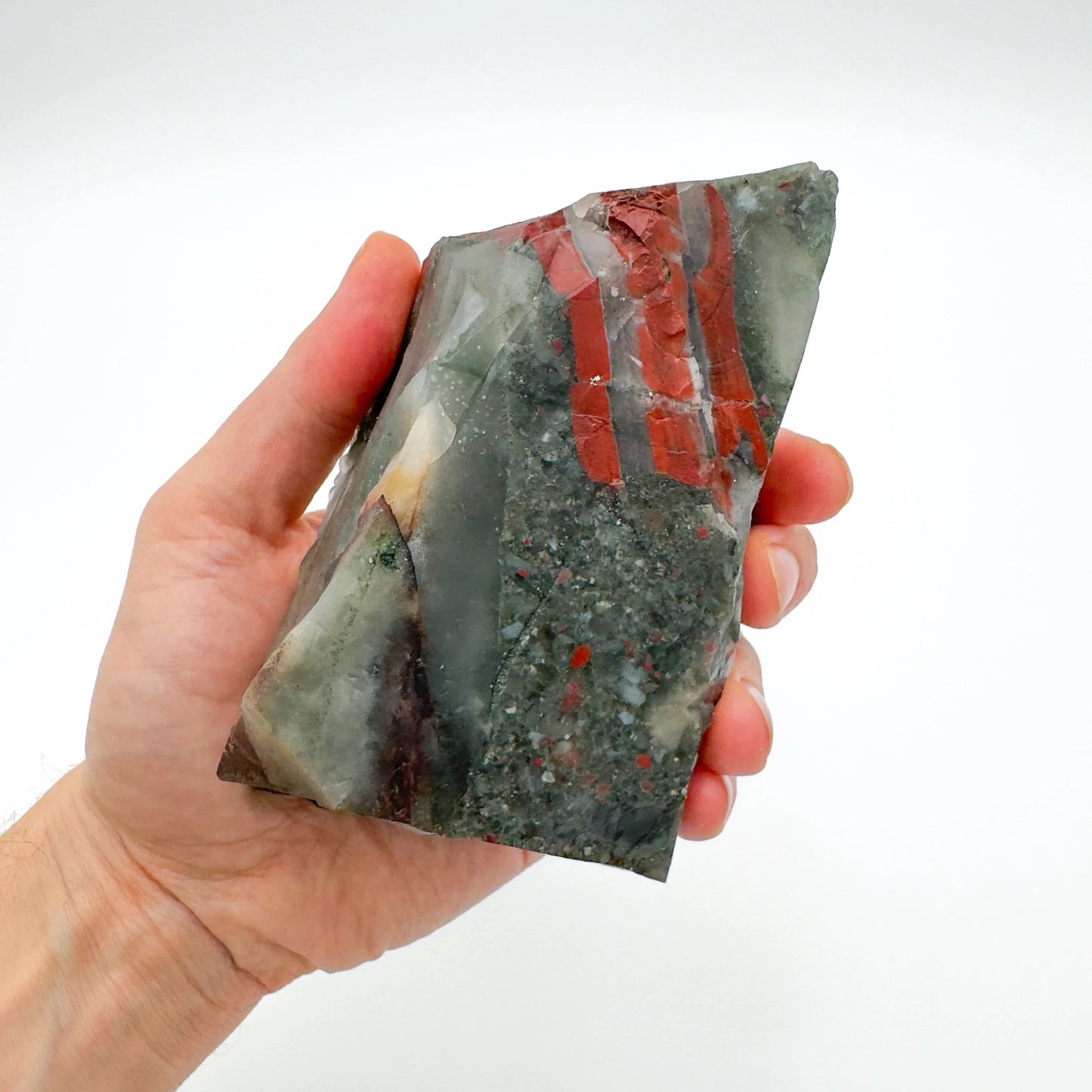 Full profile of Grade AA Bloodstone specimen ready to ship from Beyond Bohemian