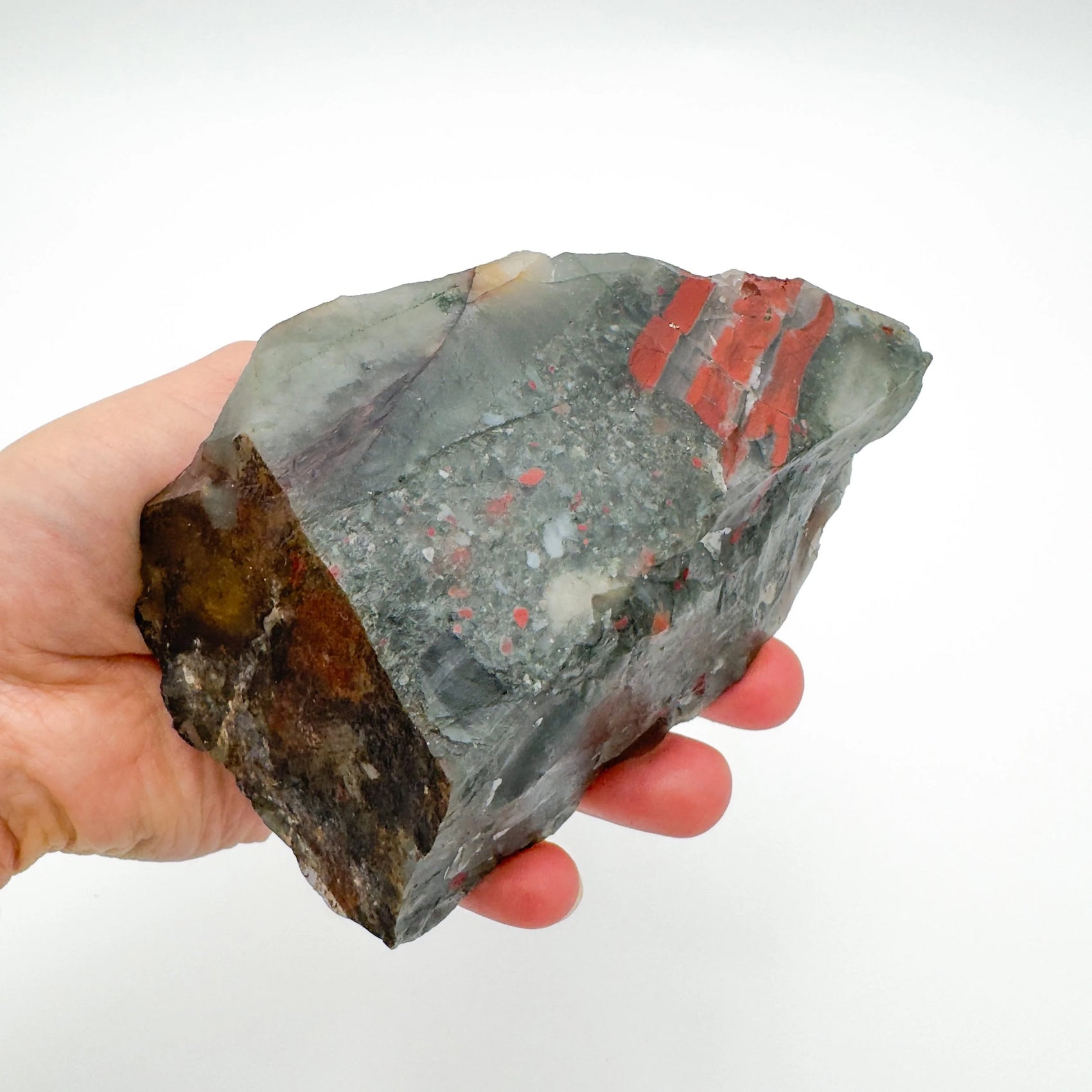 Full profile of Grade AA Bloodstone specimen ready to ship from Beyond Bohemian