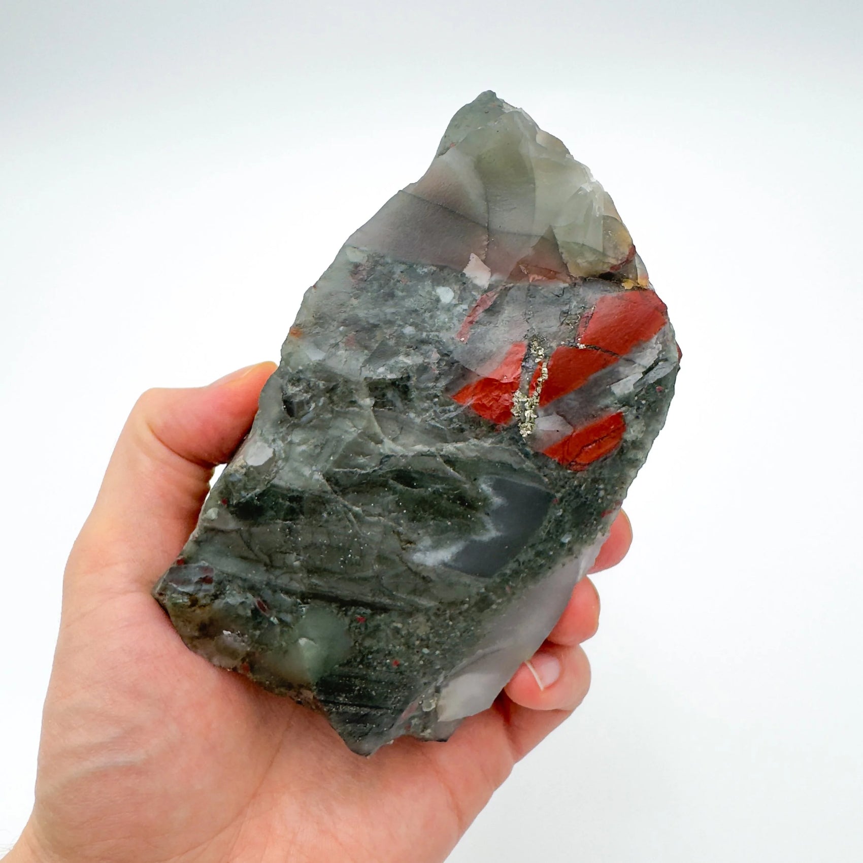 Full profile of Grade AA Bloodstone specimen ready to ship from Beyond Bohemian
