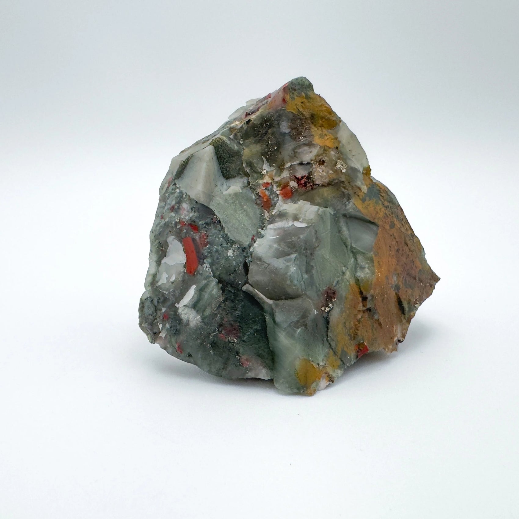 Plan view of green Bloodstone specimen, from Eswatini.