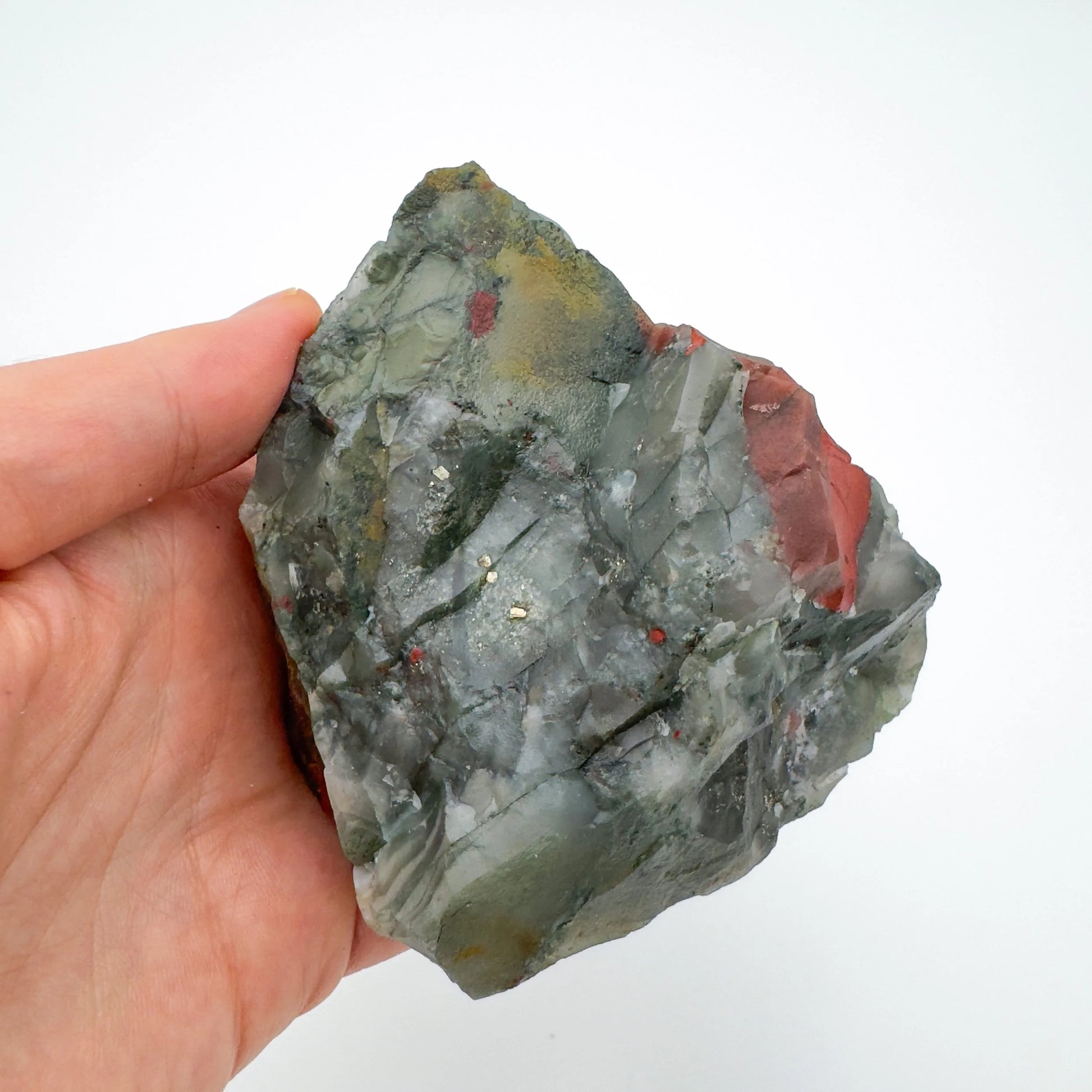 Back view of Grade AA Bloodstone specimen showing natural surface
