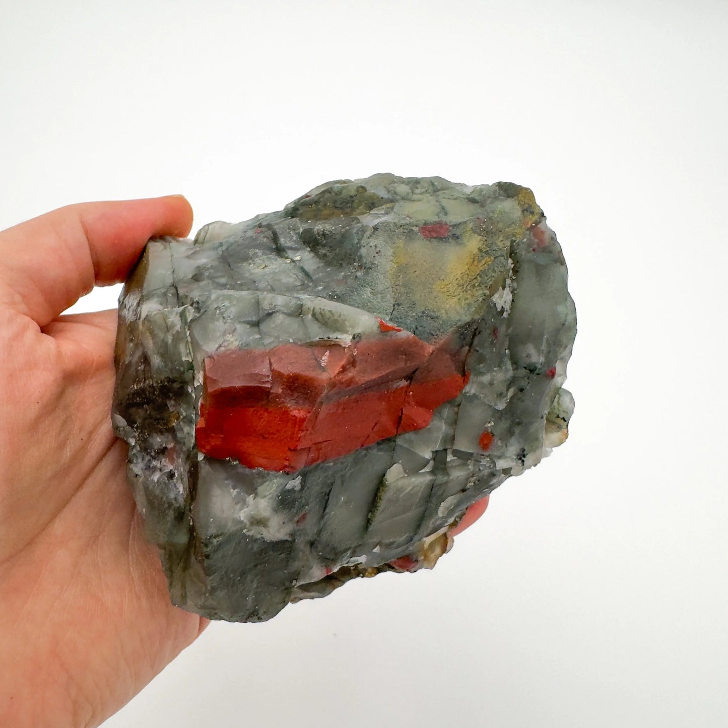 Full profile of Grade AA Bloodstone specimen ready to ship from Beyond Bohemian