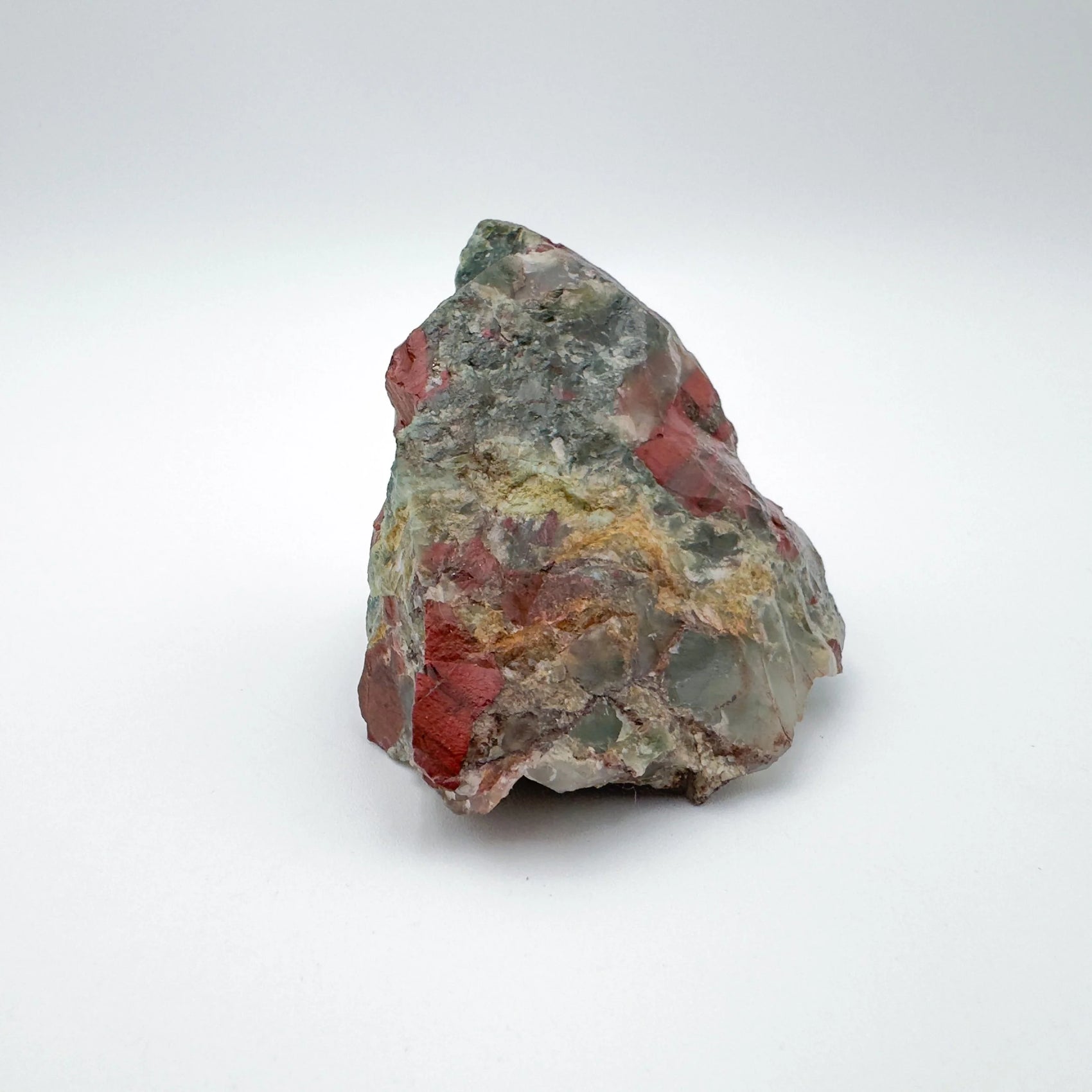 Color detail of Bloodstone specimen, to support Energy, from Eswatini.