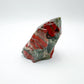 Bird's-eye view of Grade AA Bloodstone specimen, carried for Energy and Protection, sourced from Hhohho, Eswatini.