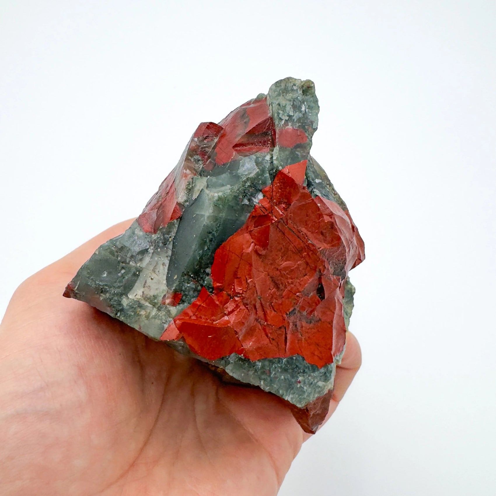 Full profile of Grade AA Bloodstone specimen ready to ship from Beyond Bohemian