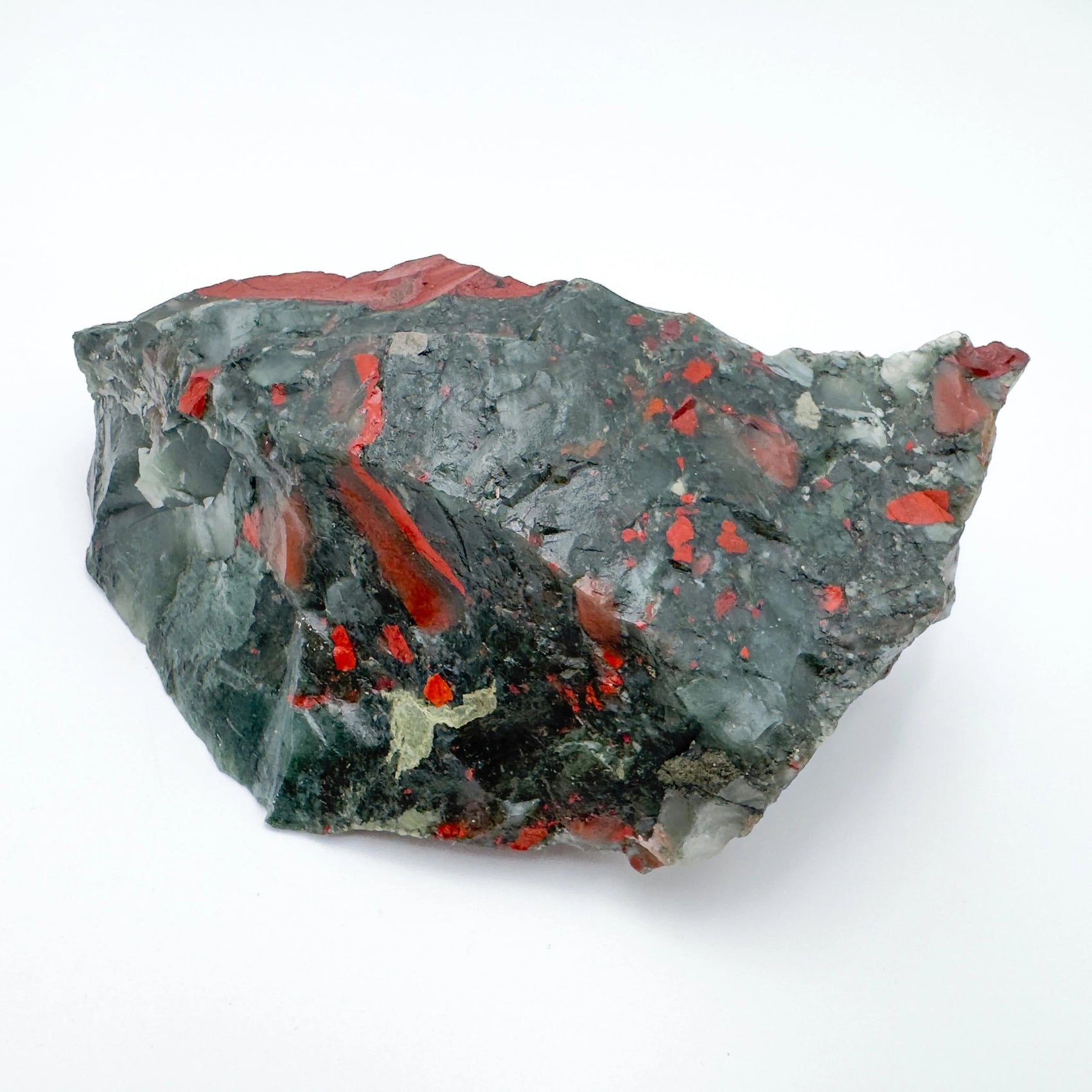 Side-on view of Bloodstone specimen, showing natural sheen.