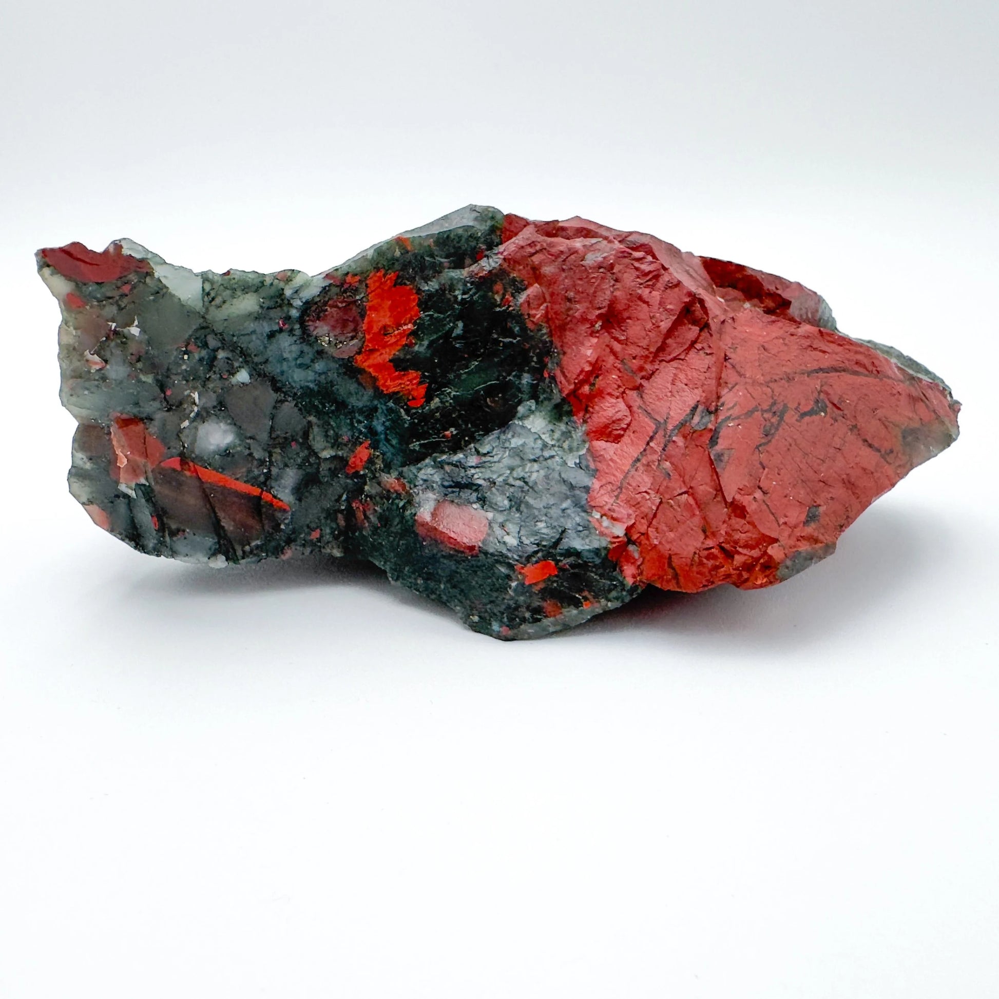 Opposite side of green Bloodstone specimen, showing tight grain, often worked with for Energy and Protection.