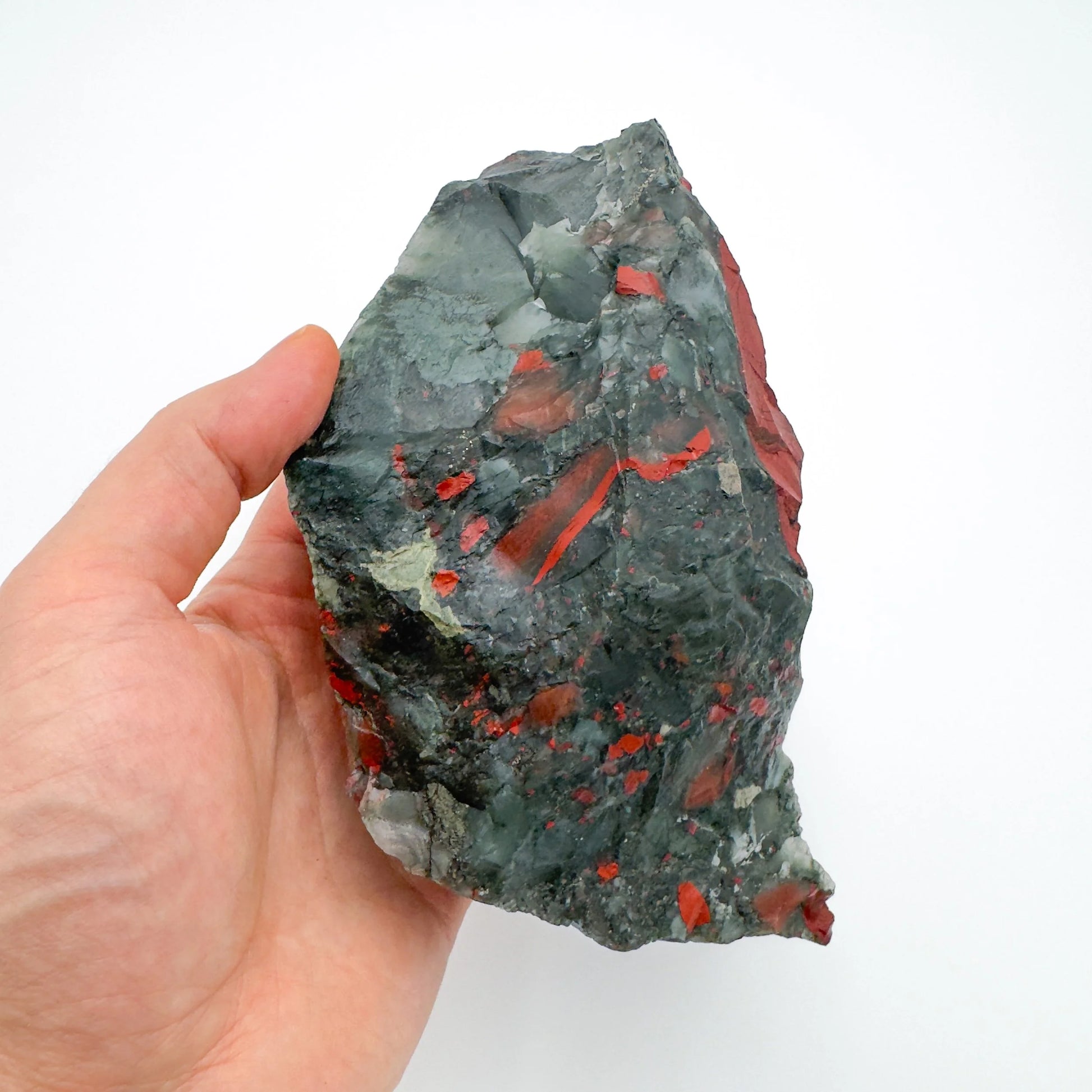 Full profile of Grade AA Bloodstone specimen ready to ship from Beyond Bohemian