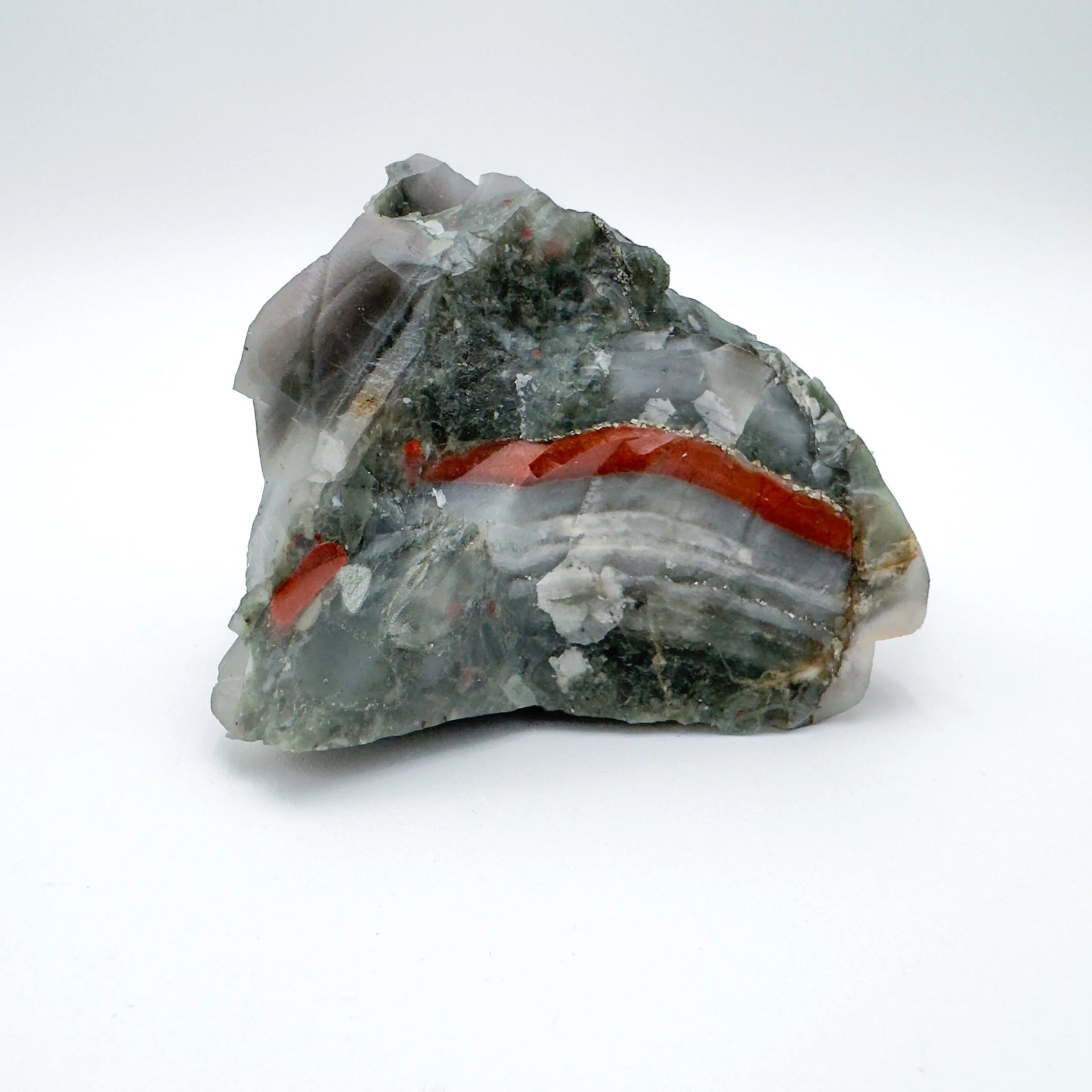 Detail of Bloodstone specimen, showing open form.