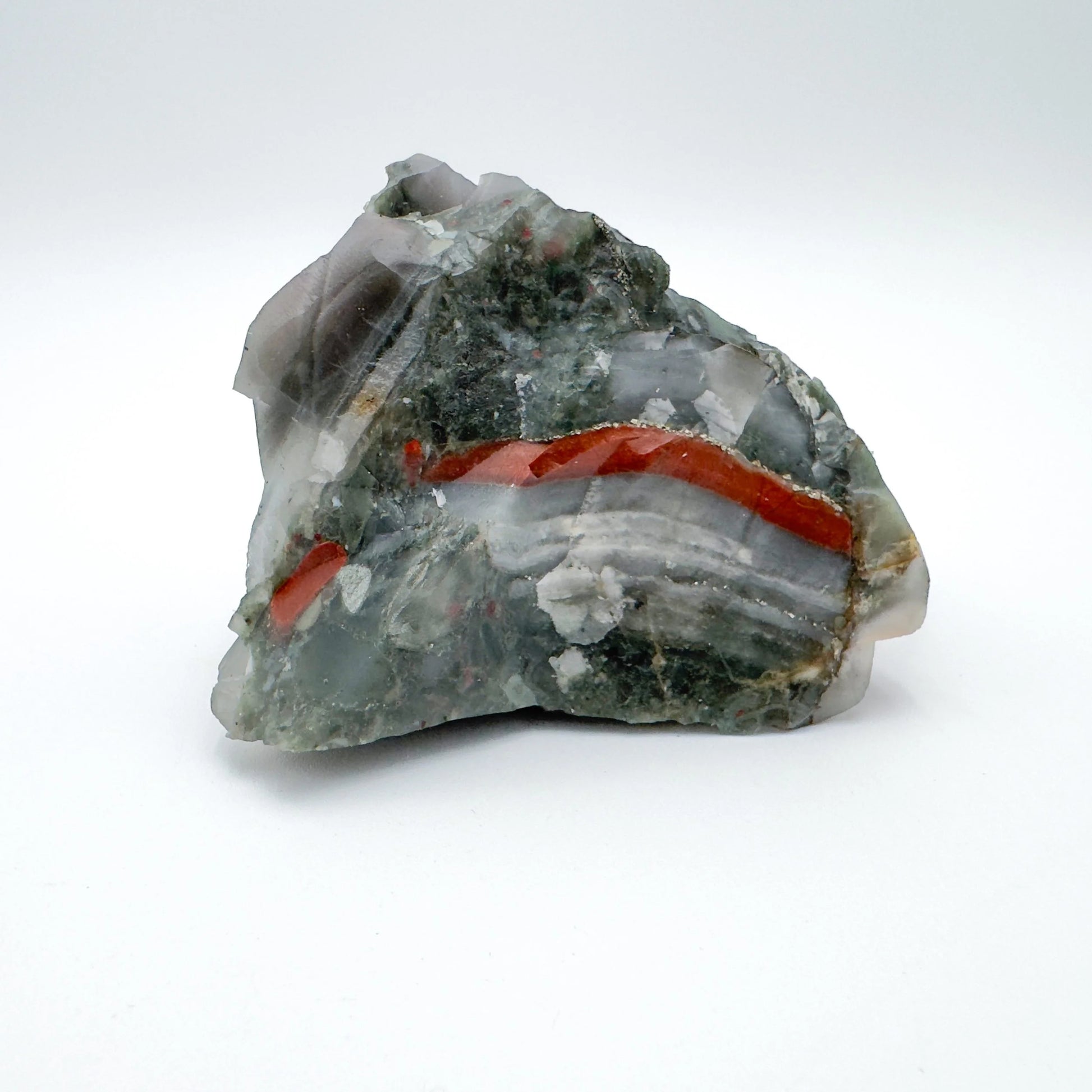 Detail of Bloodstone specimen, showing open form.