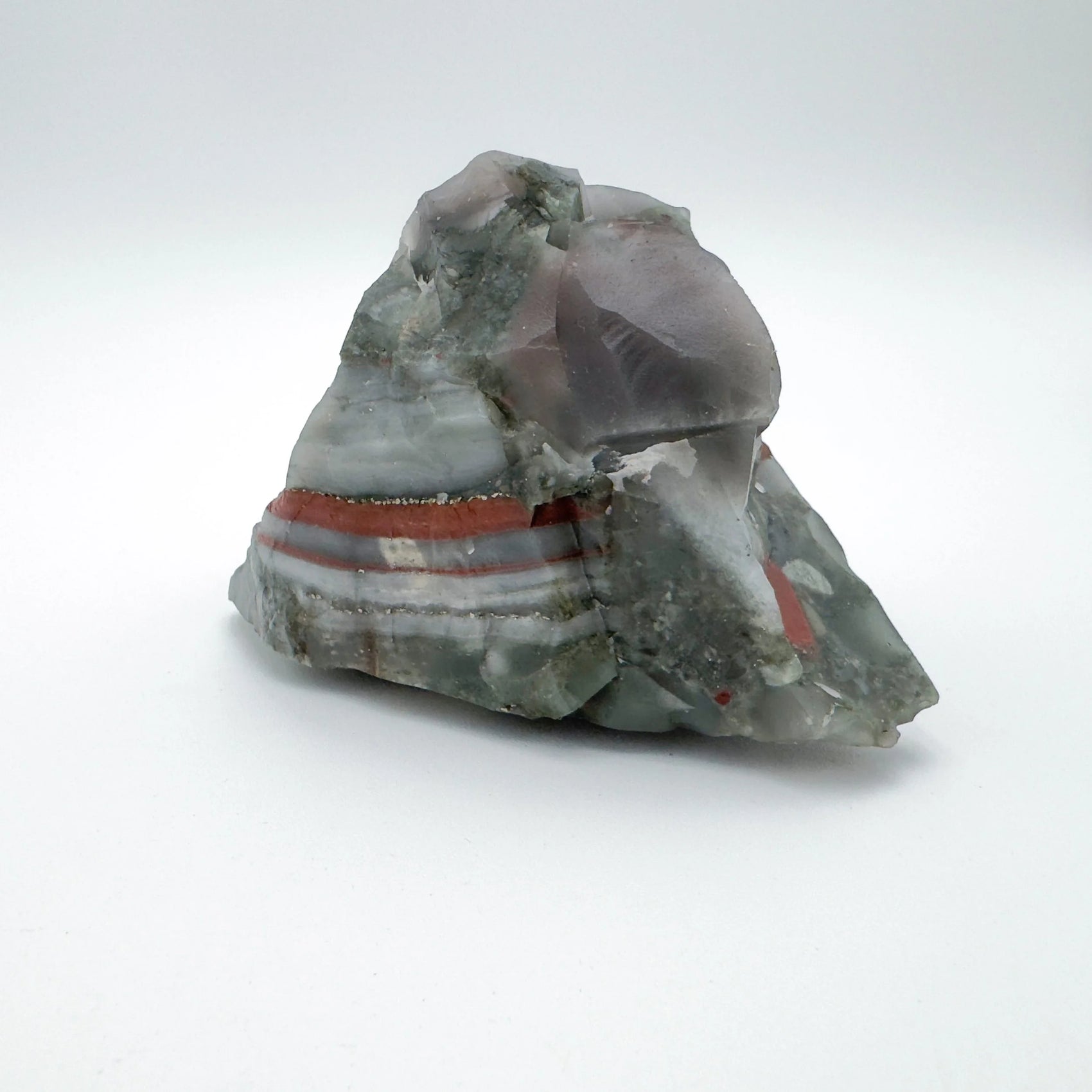Side profile of Grade AA Bloodstone specimen, often kept for Energy and Protection, from Eswatini.