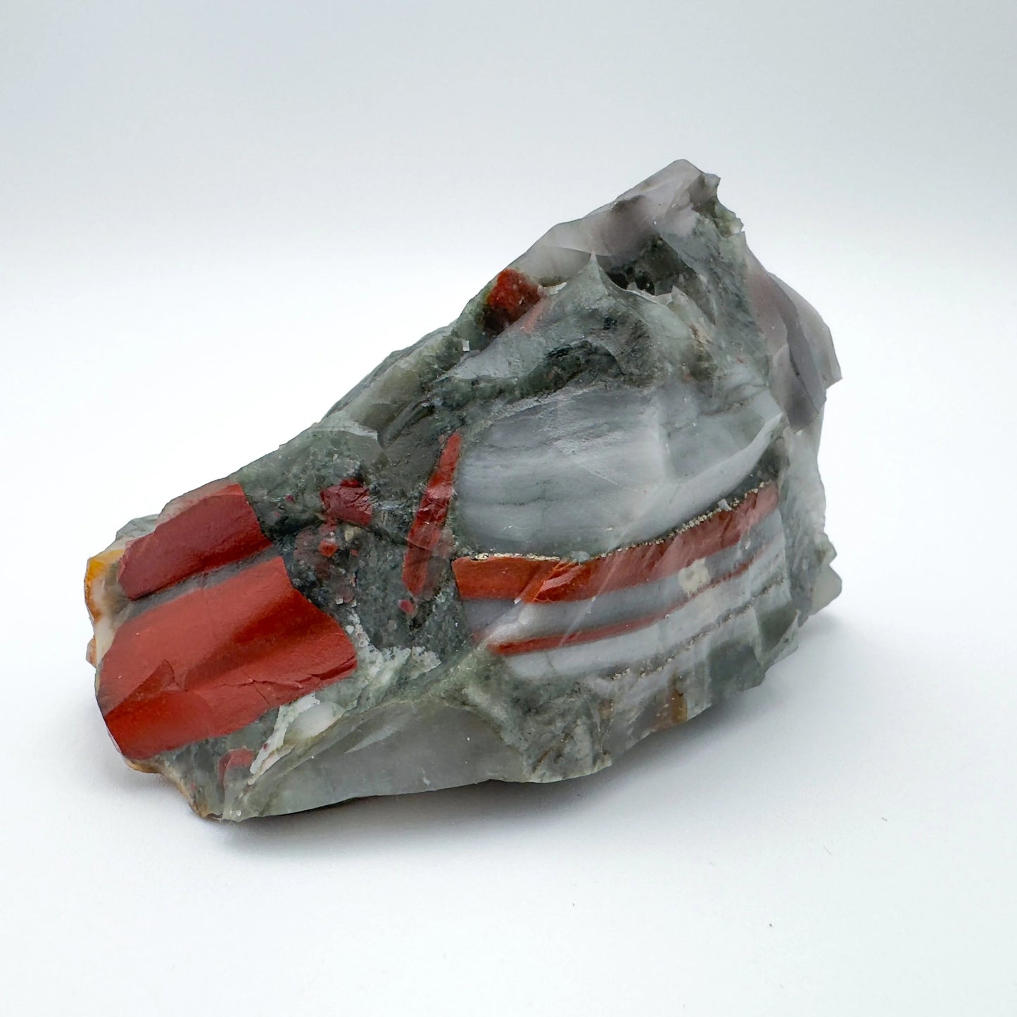 Bird's-eye view of Grade AA Bloodstone specimen, hand-selected from Hhohho, Eswatini.