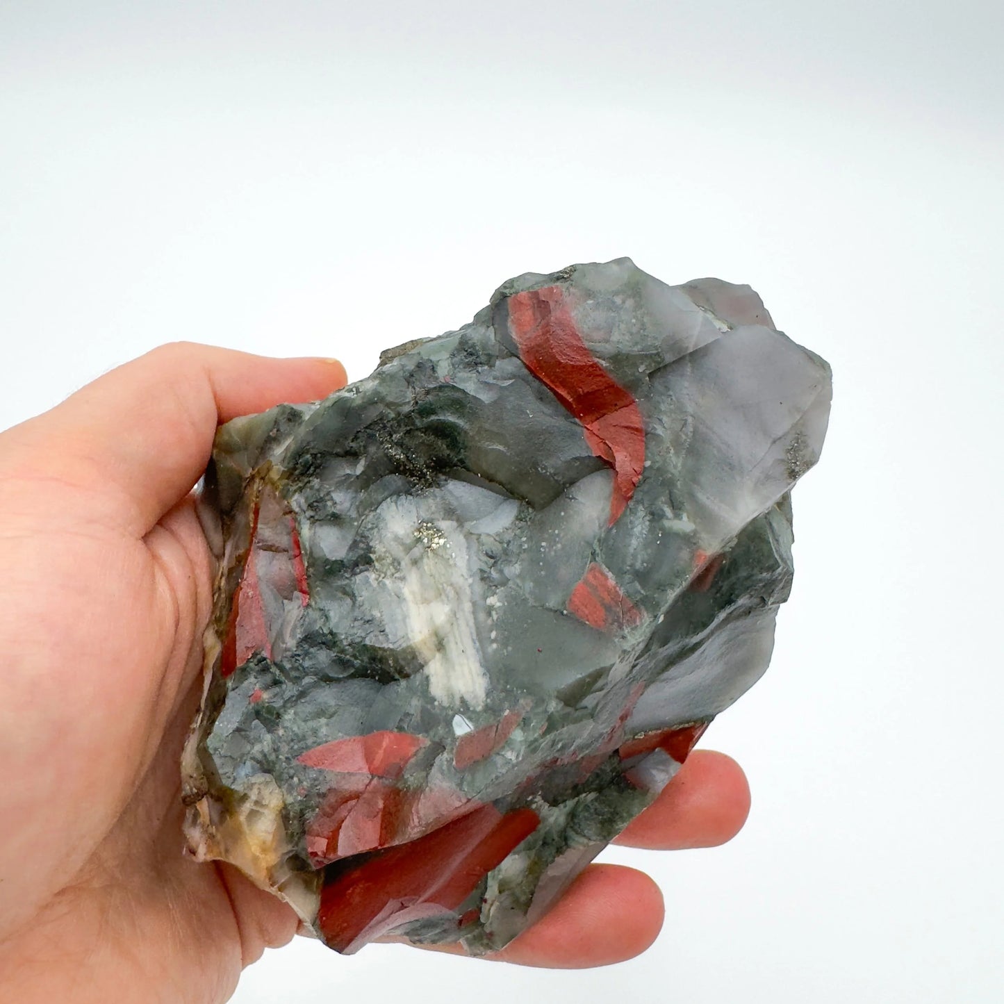 Back view of Grade AA Bloodstone specimen showing natural surface