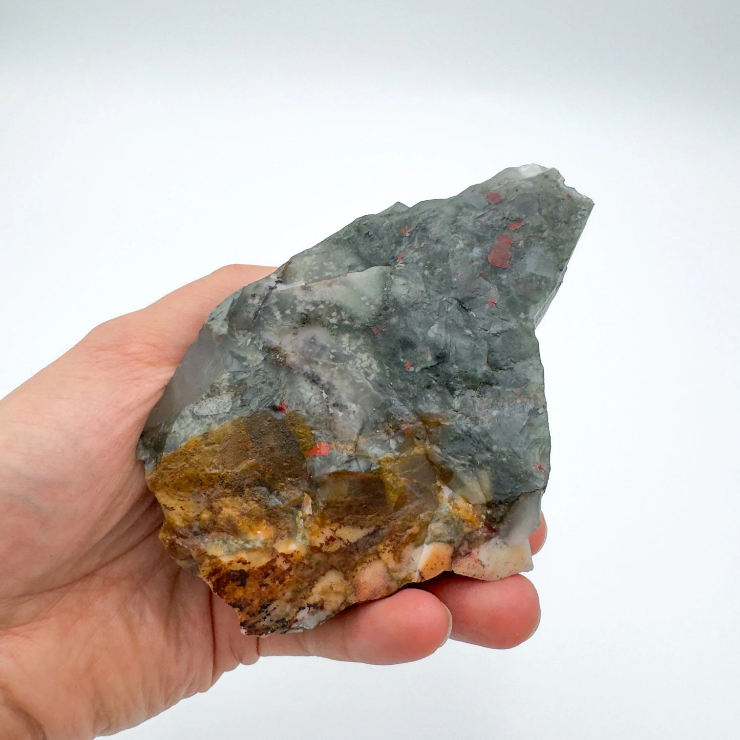 Full profile of Grade AA Bloodstone specimen ready to ship from Beyond Bohemian