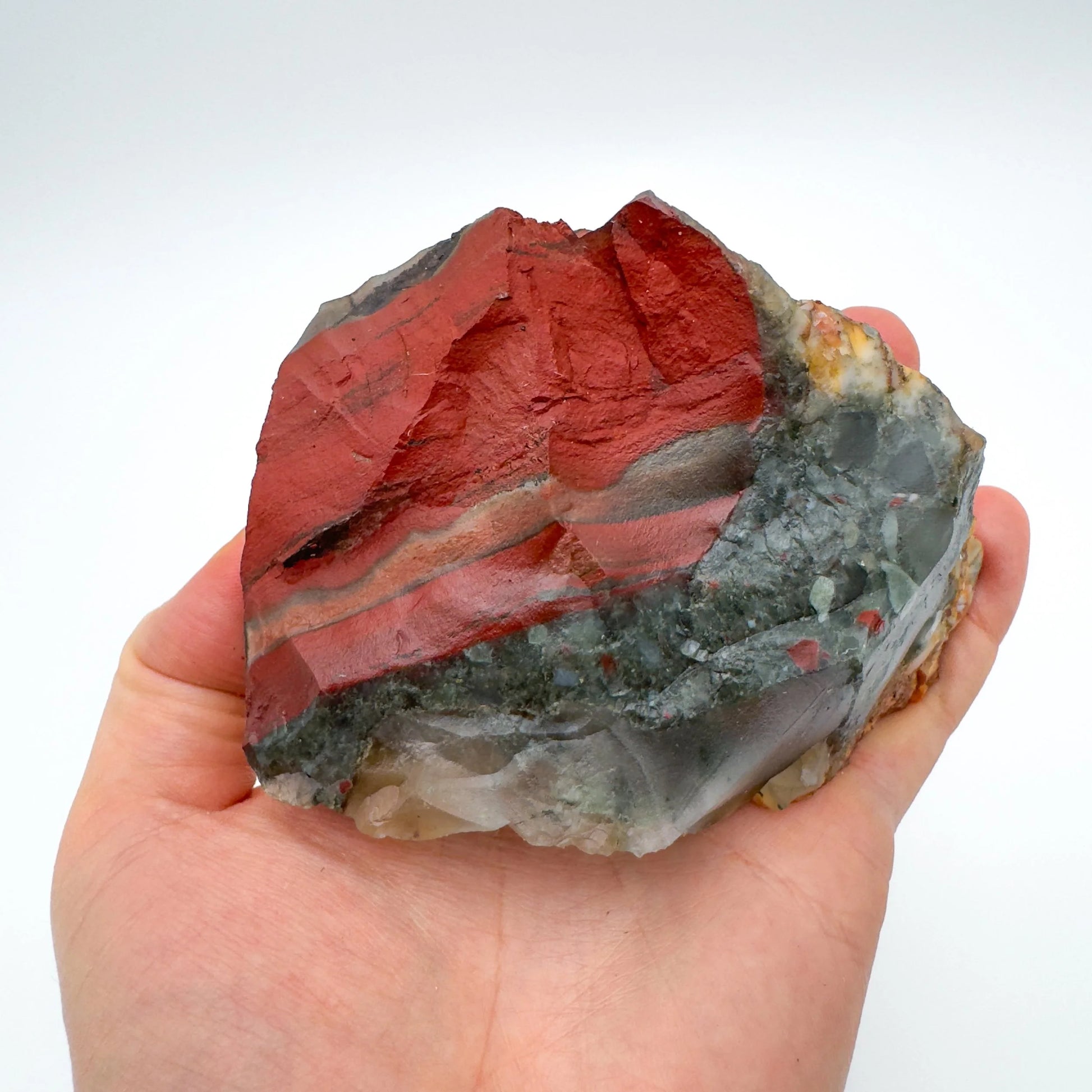 Back view of Grade AA Bloodstone specimen showing natural surface