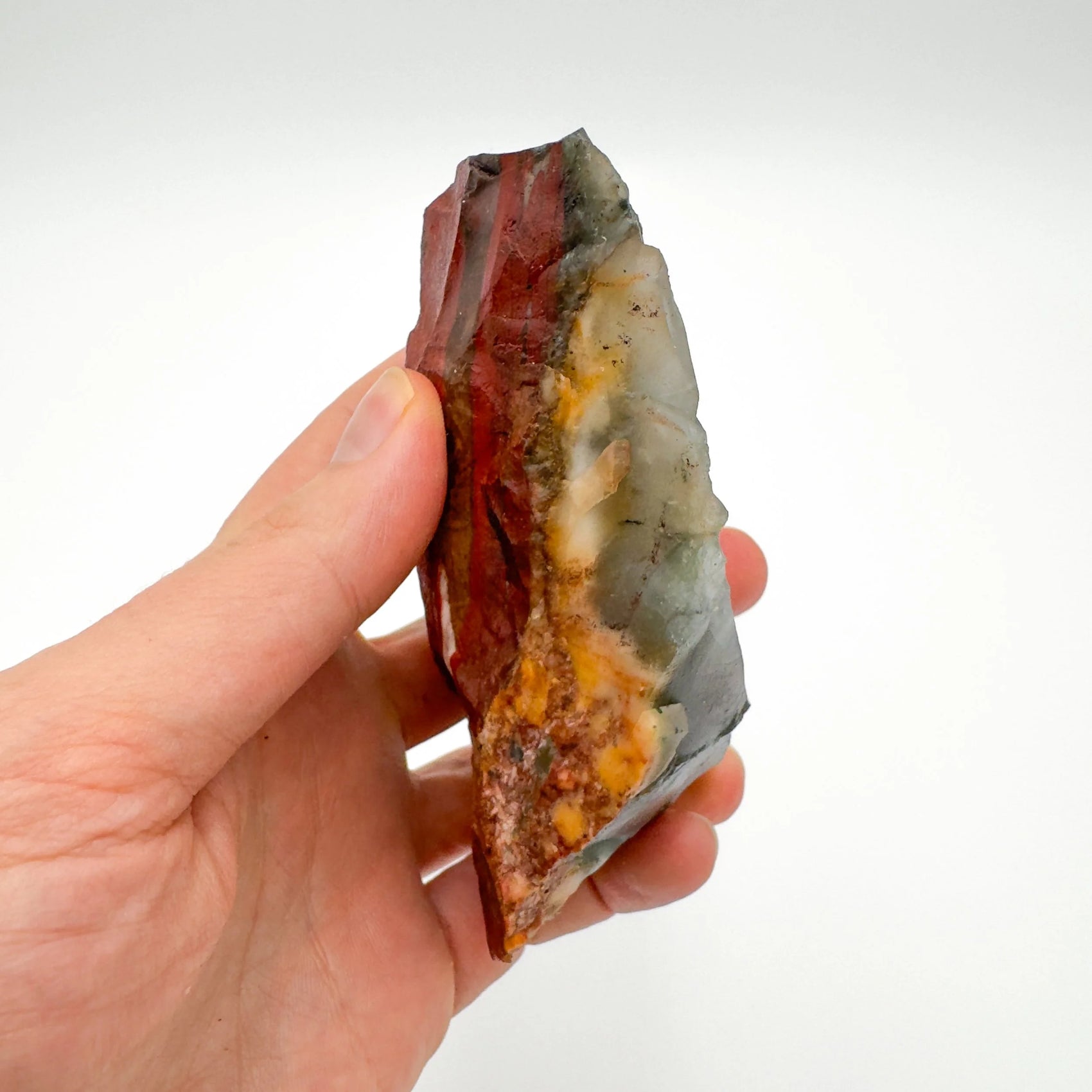 Detail shot of Grade AA Bloodstone specimen under natural light
