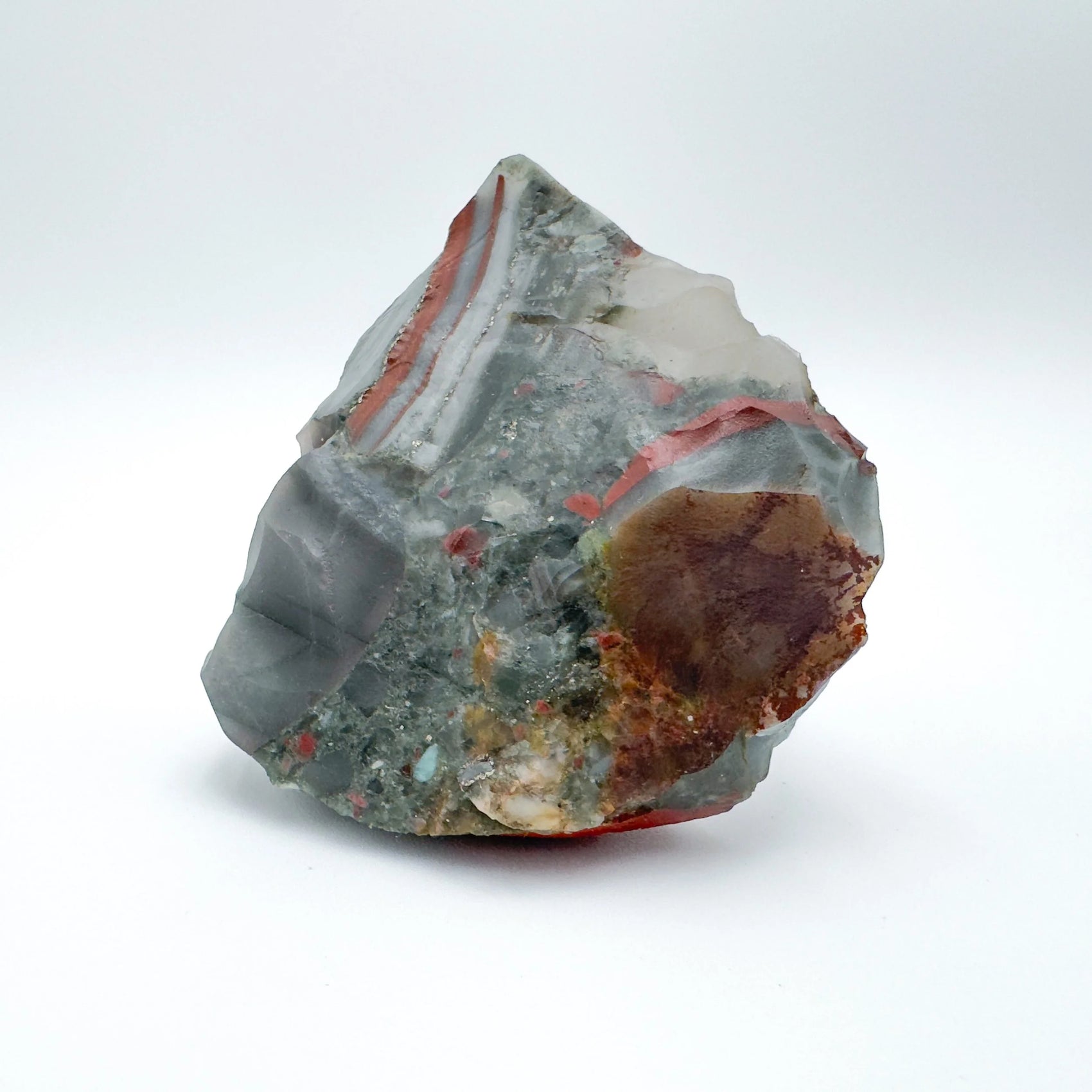 Lateral view of Bloodstone specimen, hand-selected from Hhohho, Eswatini, showing natural color depth.