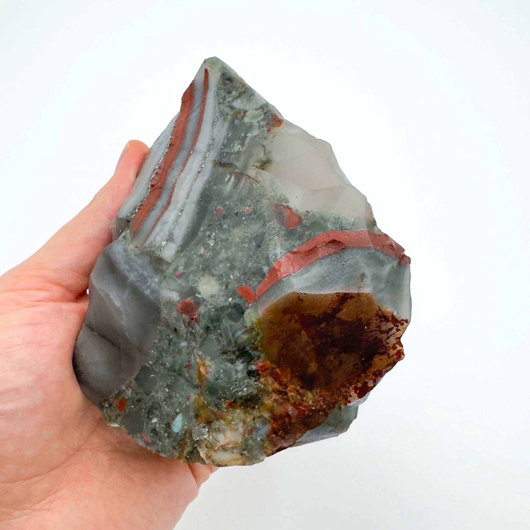 Full profile of Grade AA Bloodstone specimen ready to ship from Beyond Bohemian
